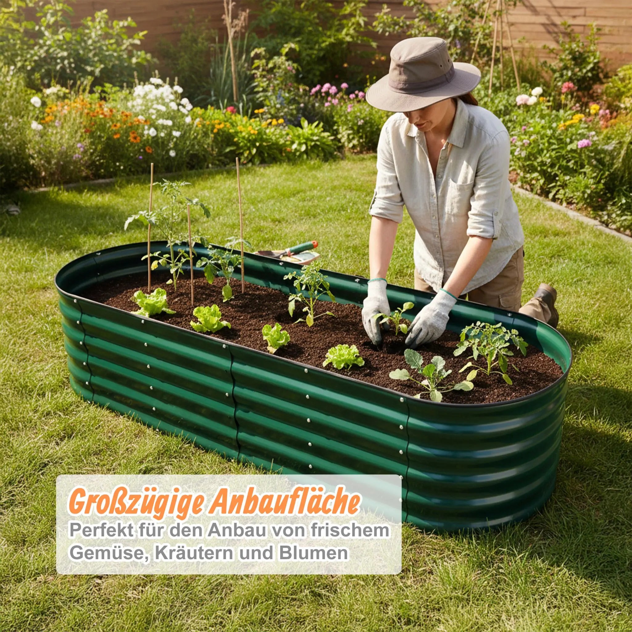 Hochbeet Metall halbrund Grün von Relaxdays