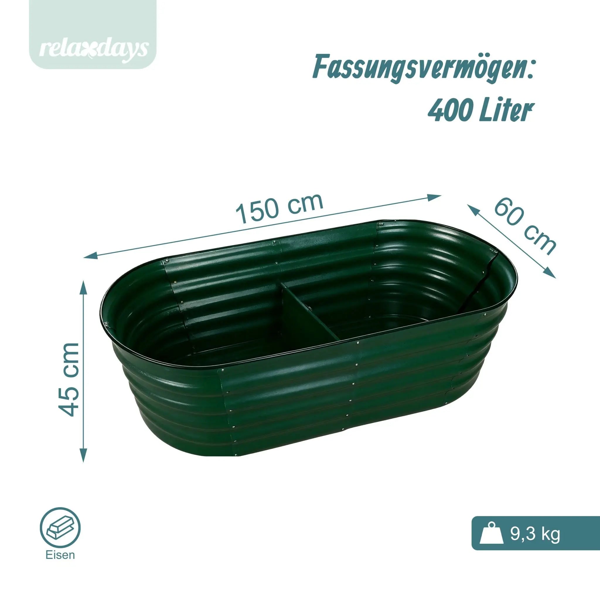Hochbeet Metall halbrund Grün von Relaxdays