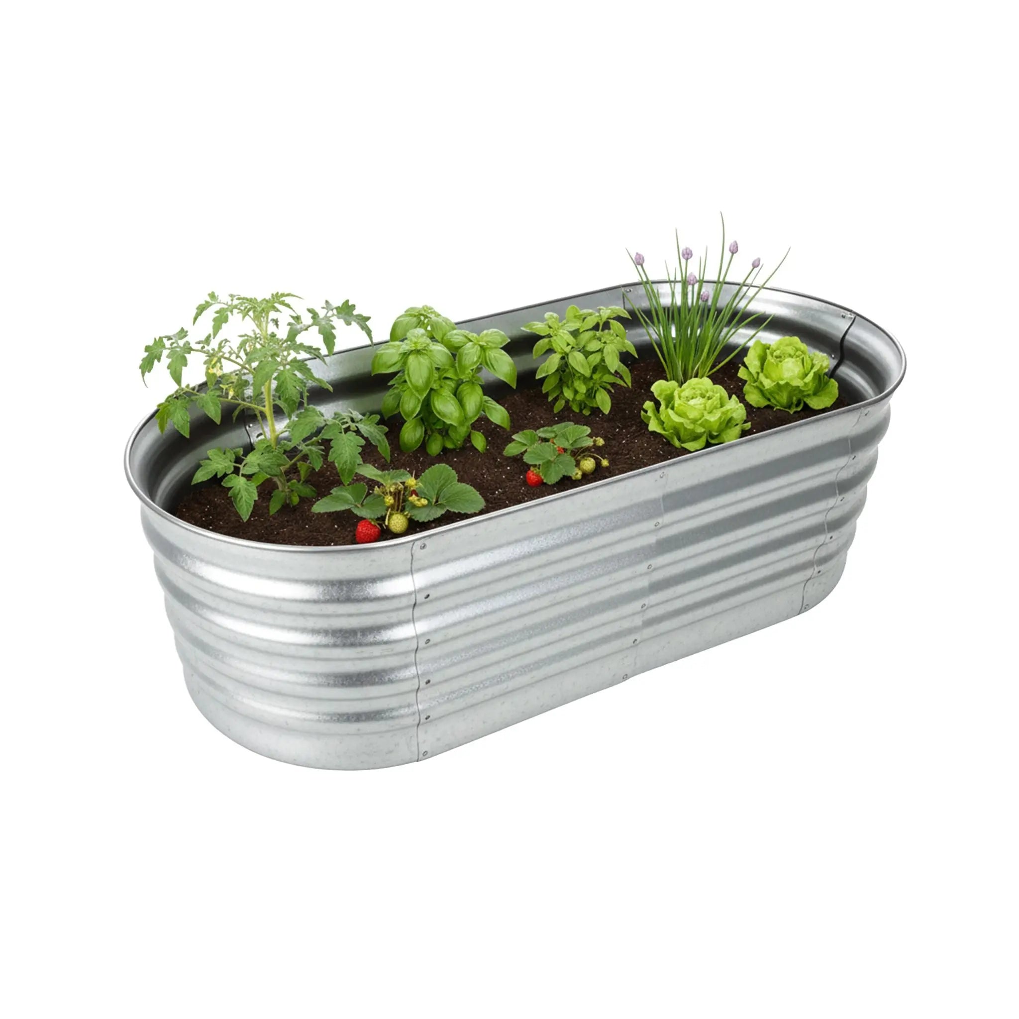 Hochbeet Metall halbrund Silber von Relaxdays