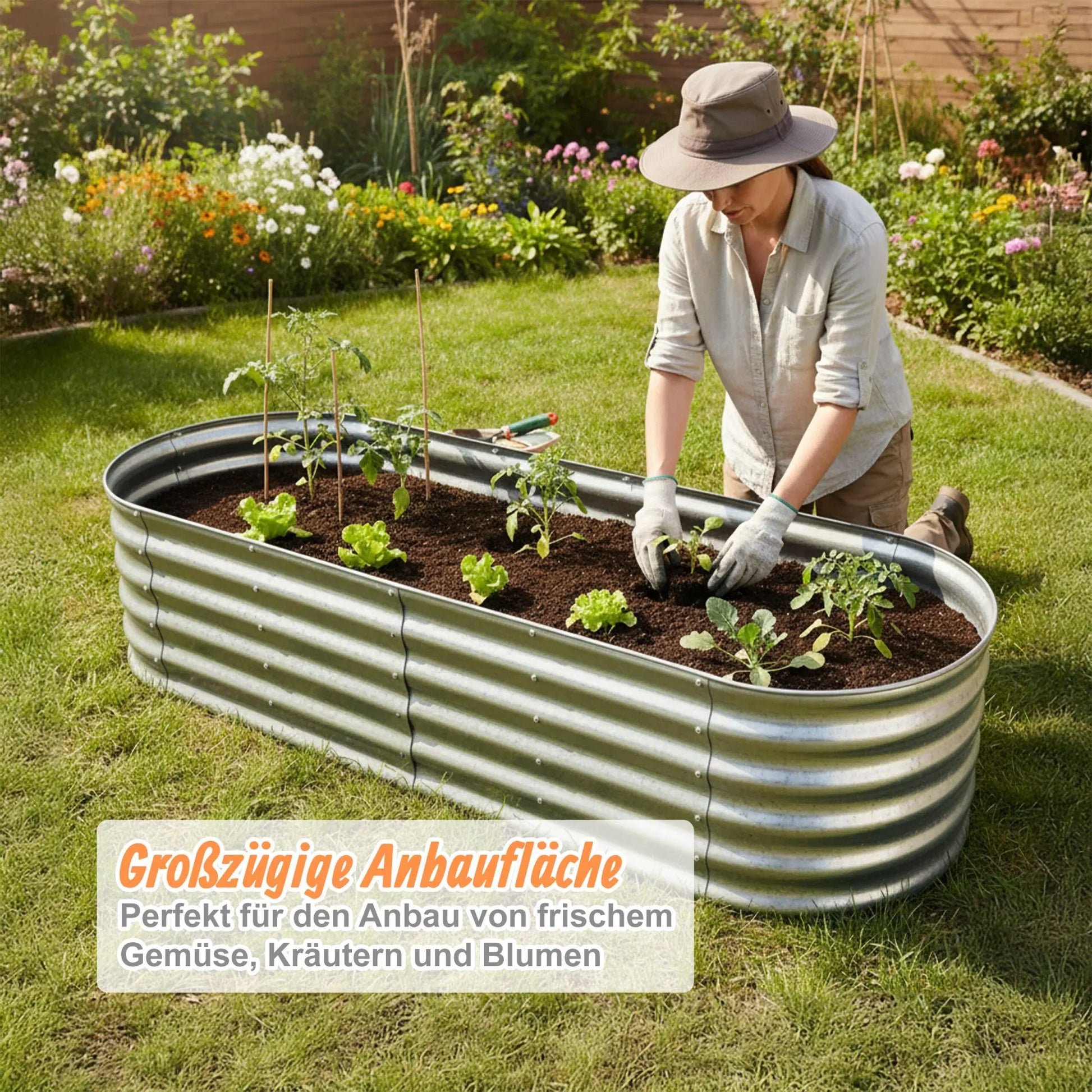 Hochbeet Metall halbrund Silber von Relaxdays