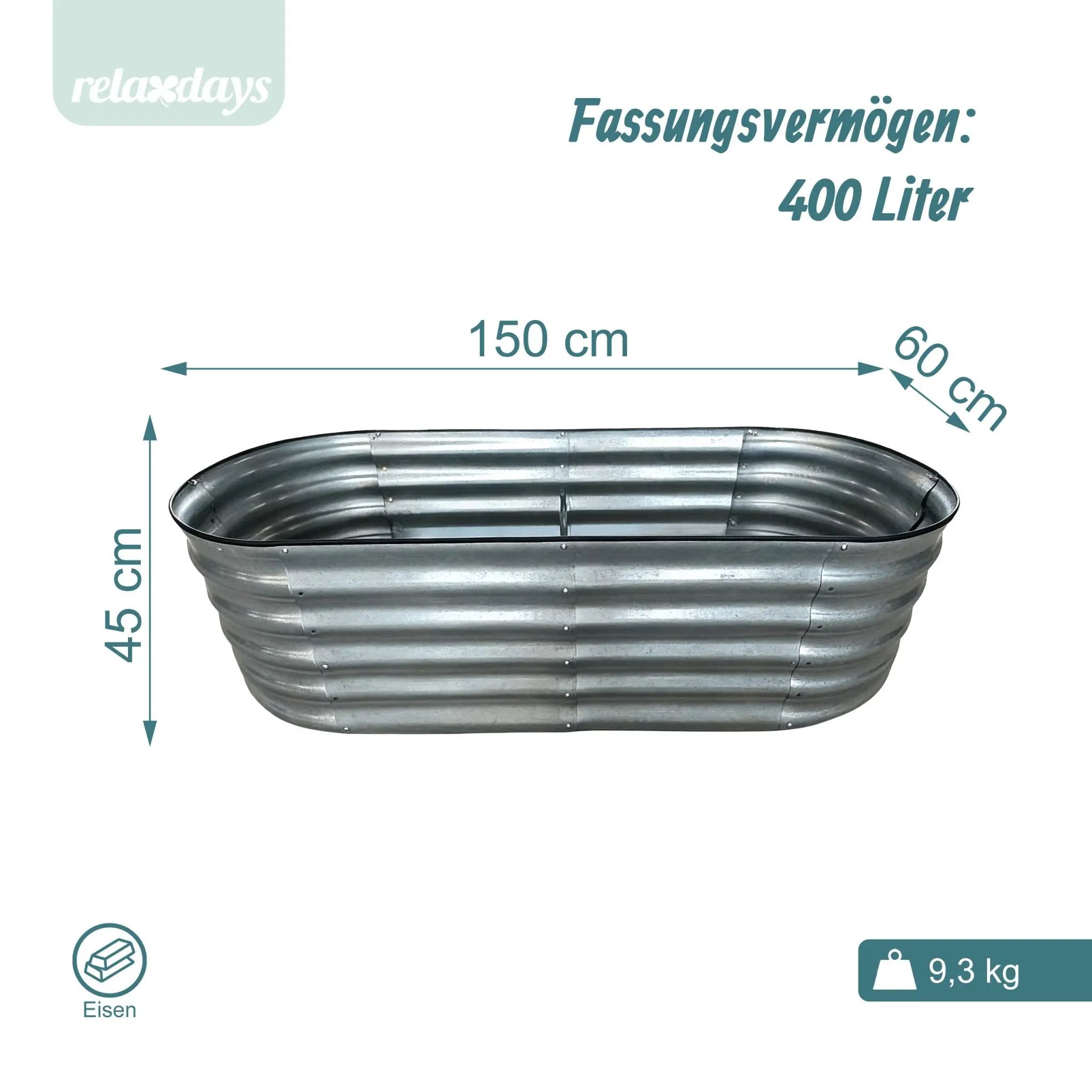 Hochbeet Metall halbrund Silber von Relaxdays