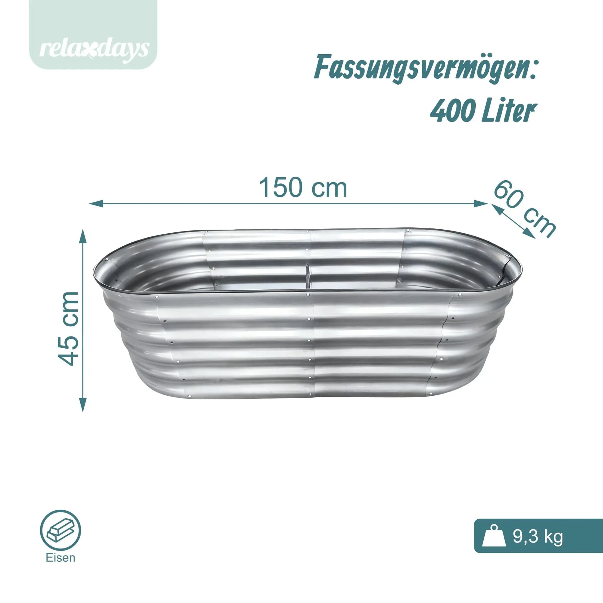 Hochbeet Metall halbrund Grau von Relaxdays