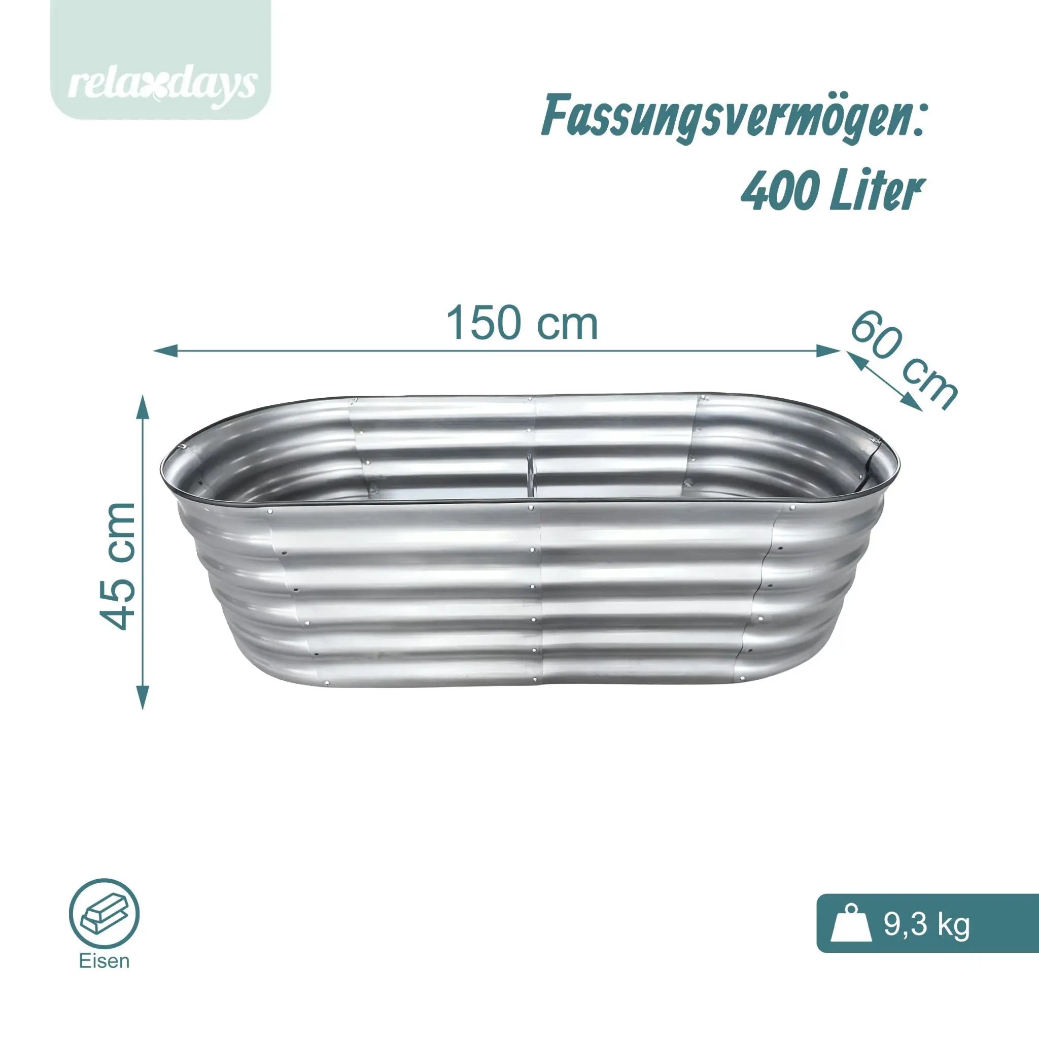 Hochbeet Metall halbrund Grau von Relaxdays
