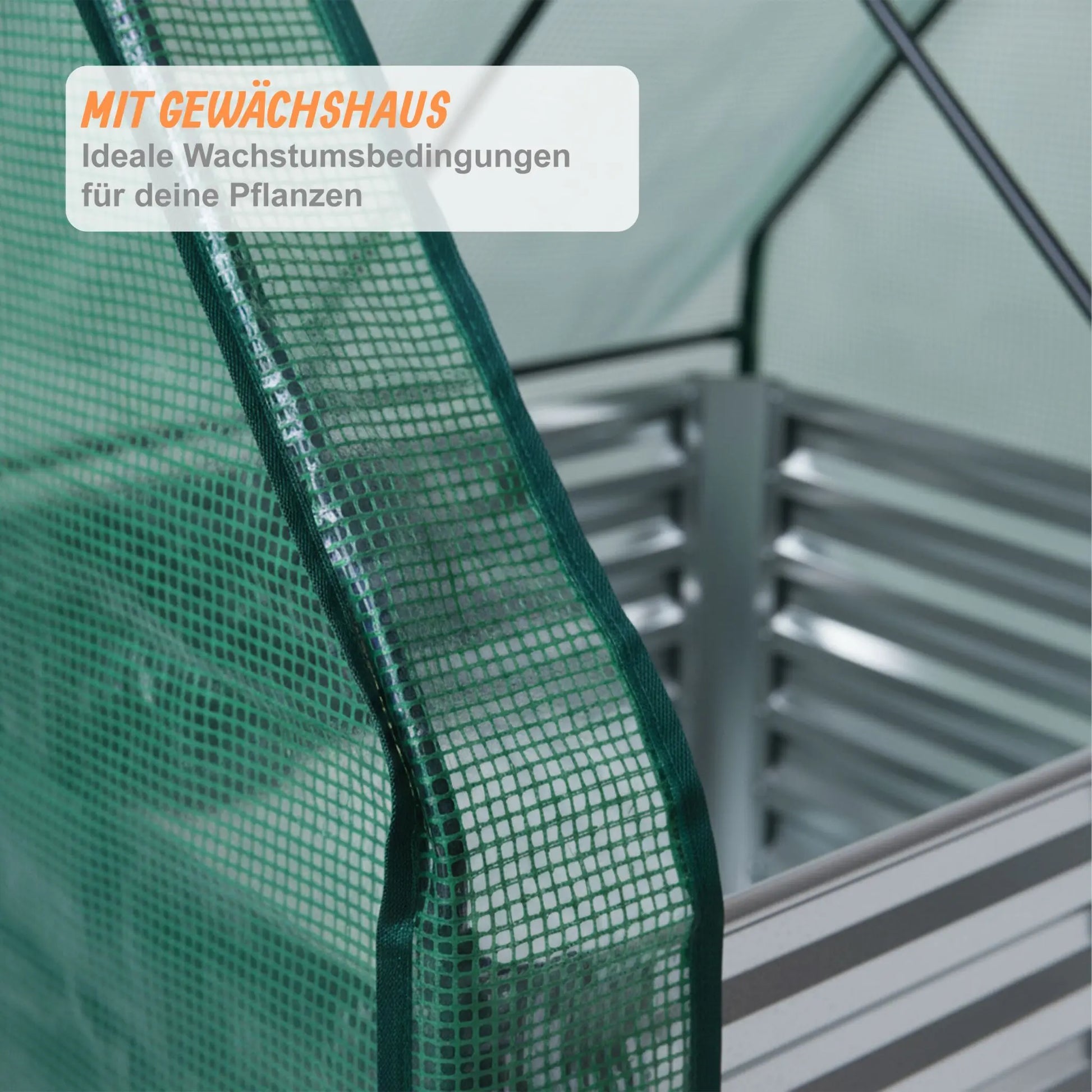 Hochbeet mit Gewächshaus Dunkelgrün-Silber von Relaxdays