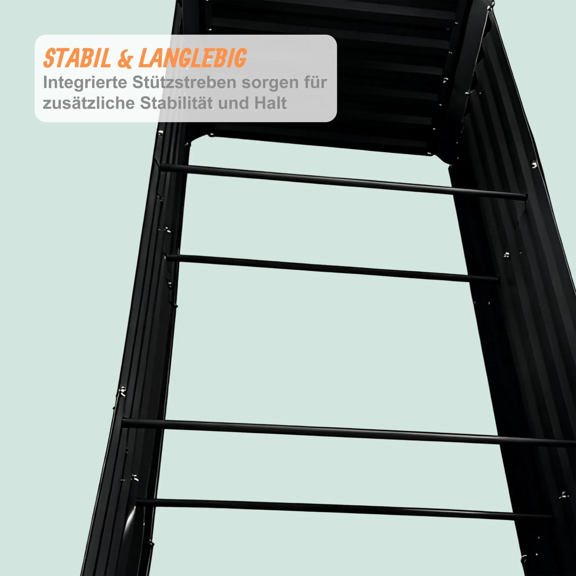 Hochbeet Metall 57 x 240 x 60cm Schwarz von Relaxdays