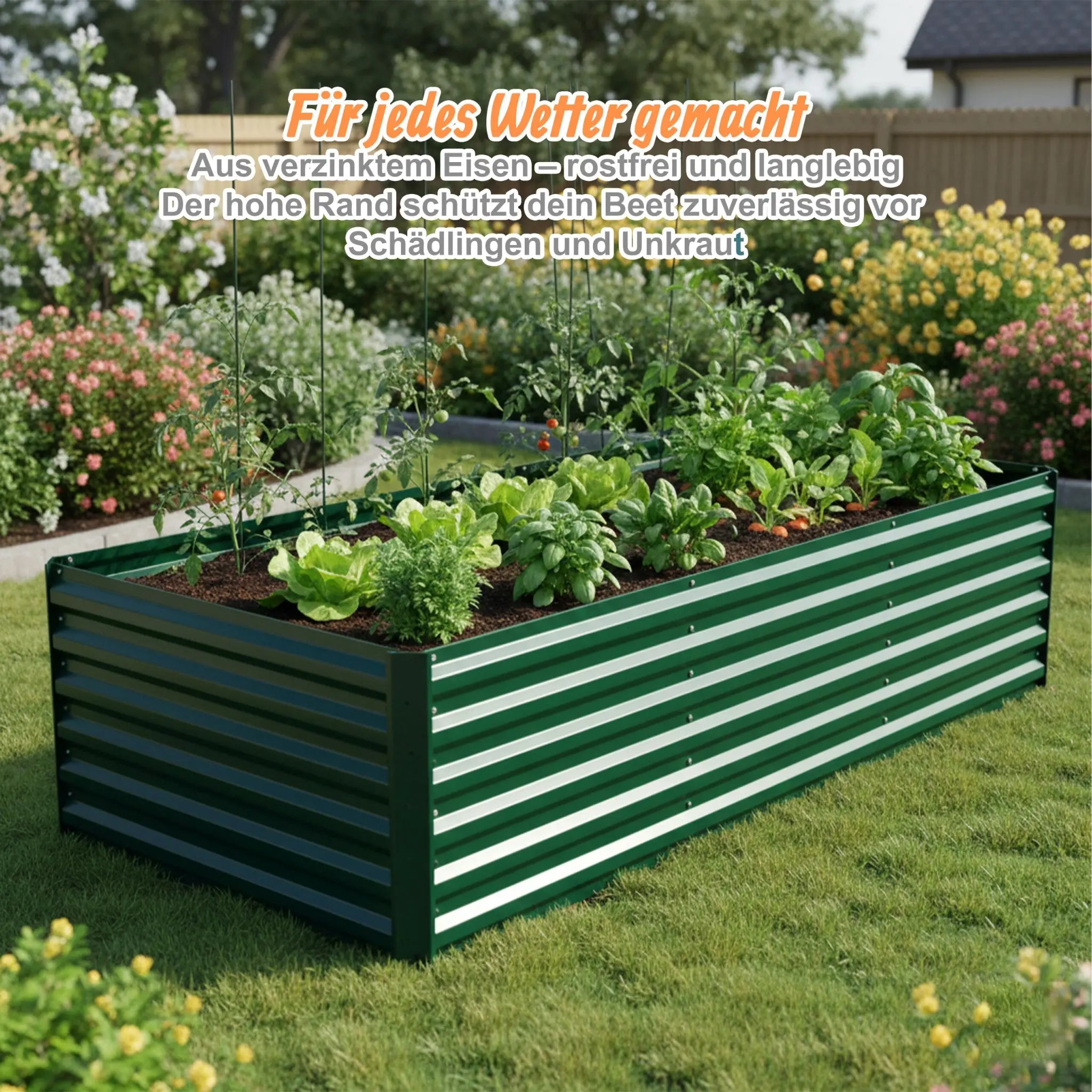 Hochbeet Metall 57 x 240 x 60cm Grün von Relaxdays