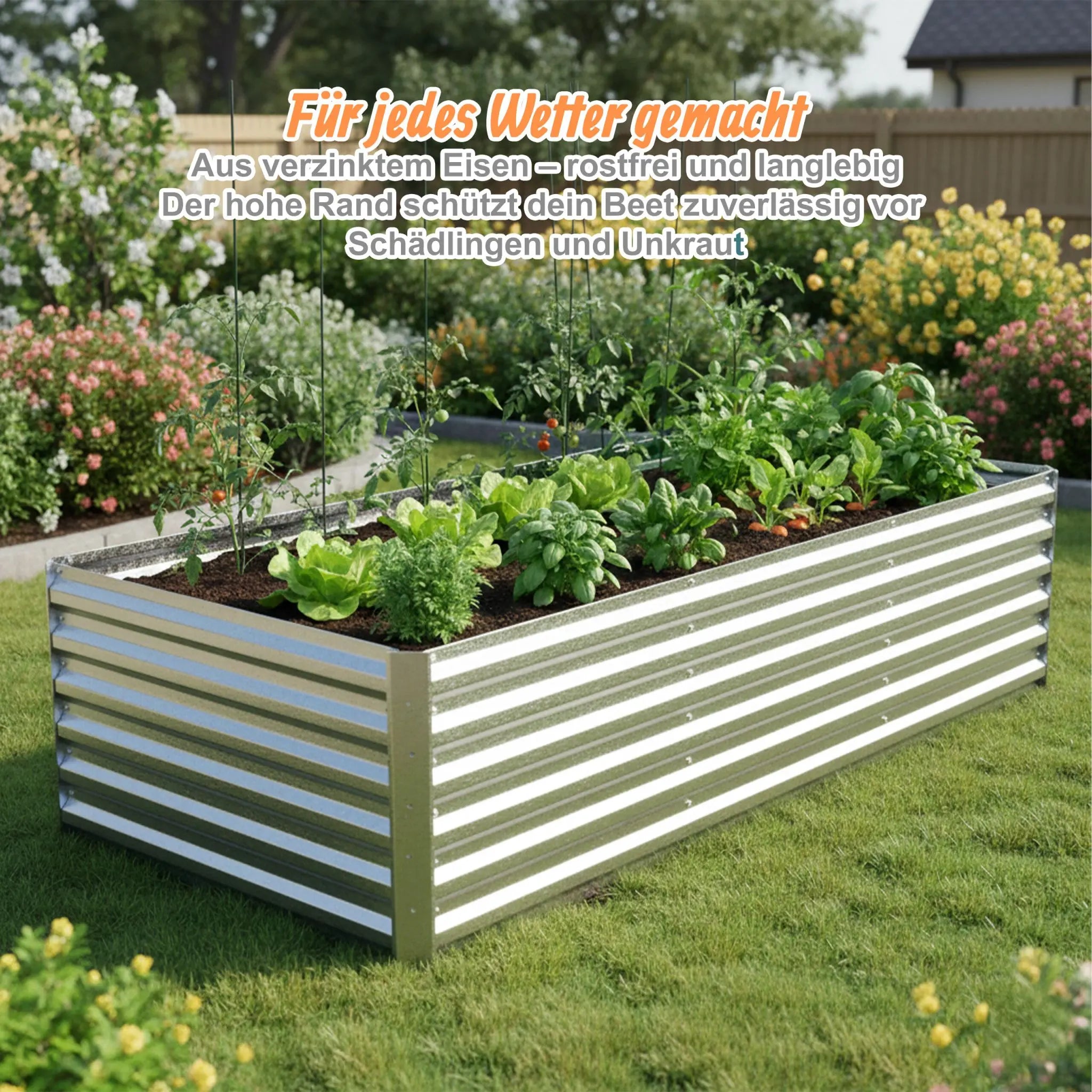 Hochbeet Metall 57 x 240 x 60cm Silber von Relaxdays