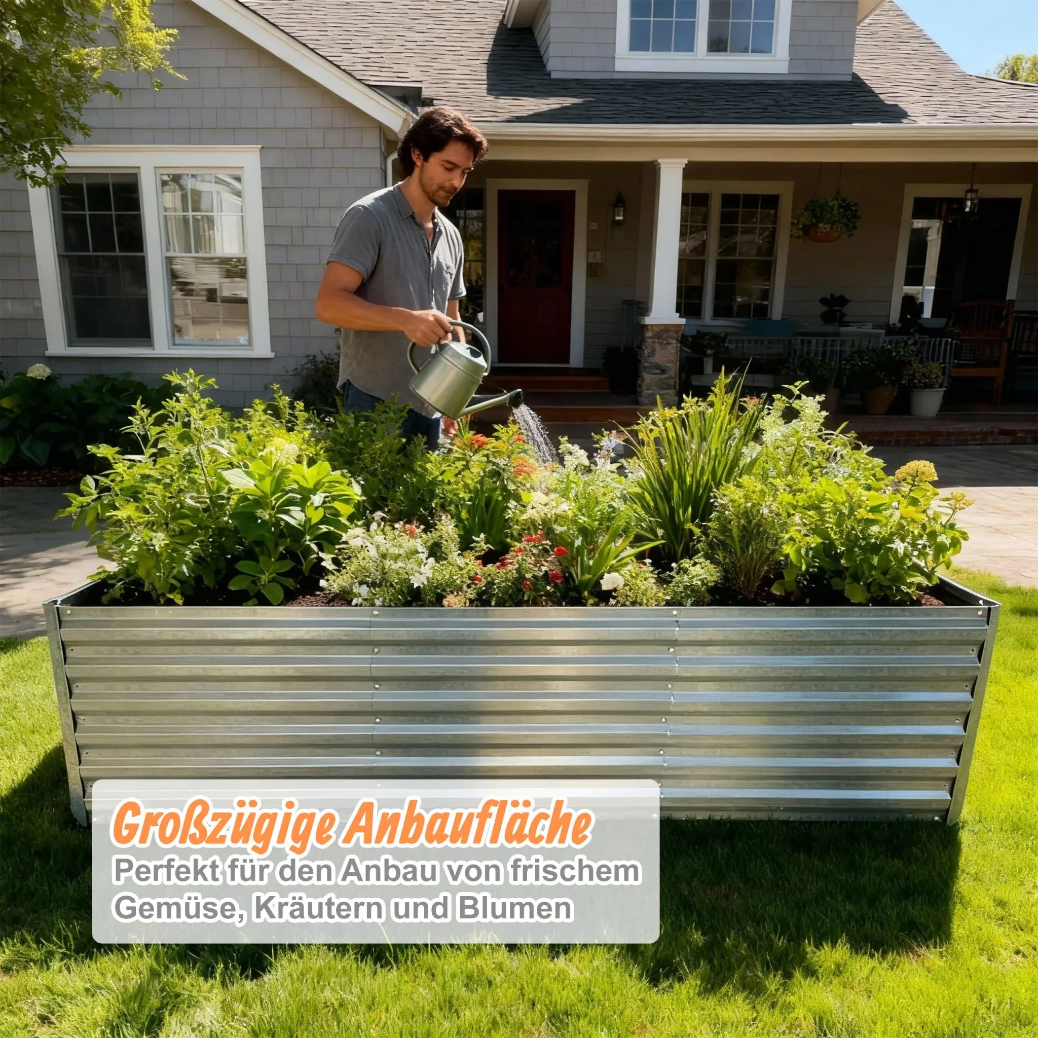 Hochbeet Metall 57 x 240 x 60cm Silber von Relaxdays
