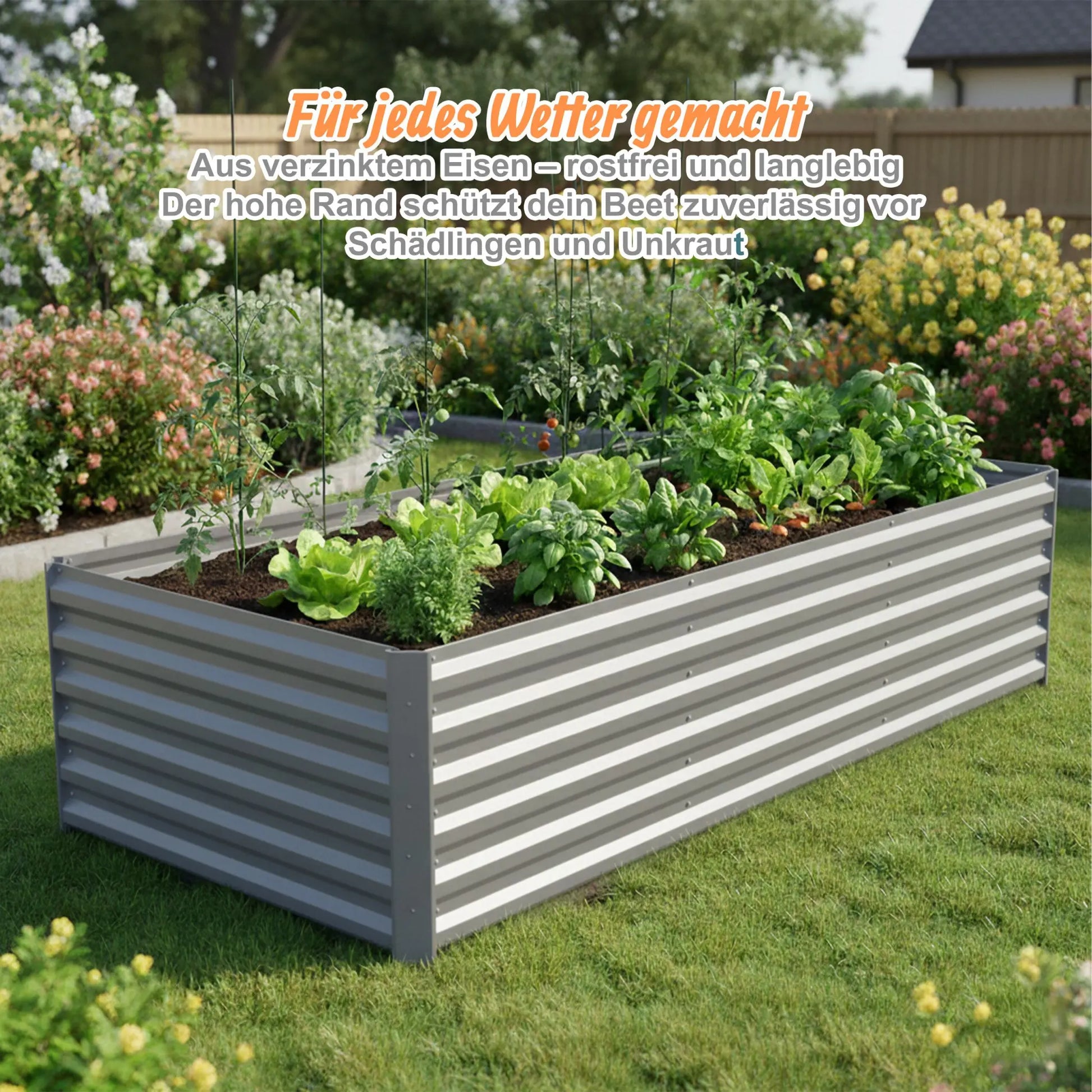 Hochbeet Metall 57 x 240 x 60cm Grau von Relaxdays