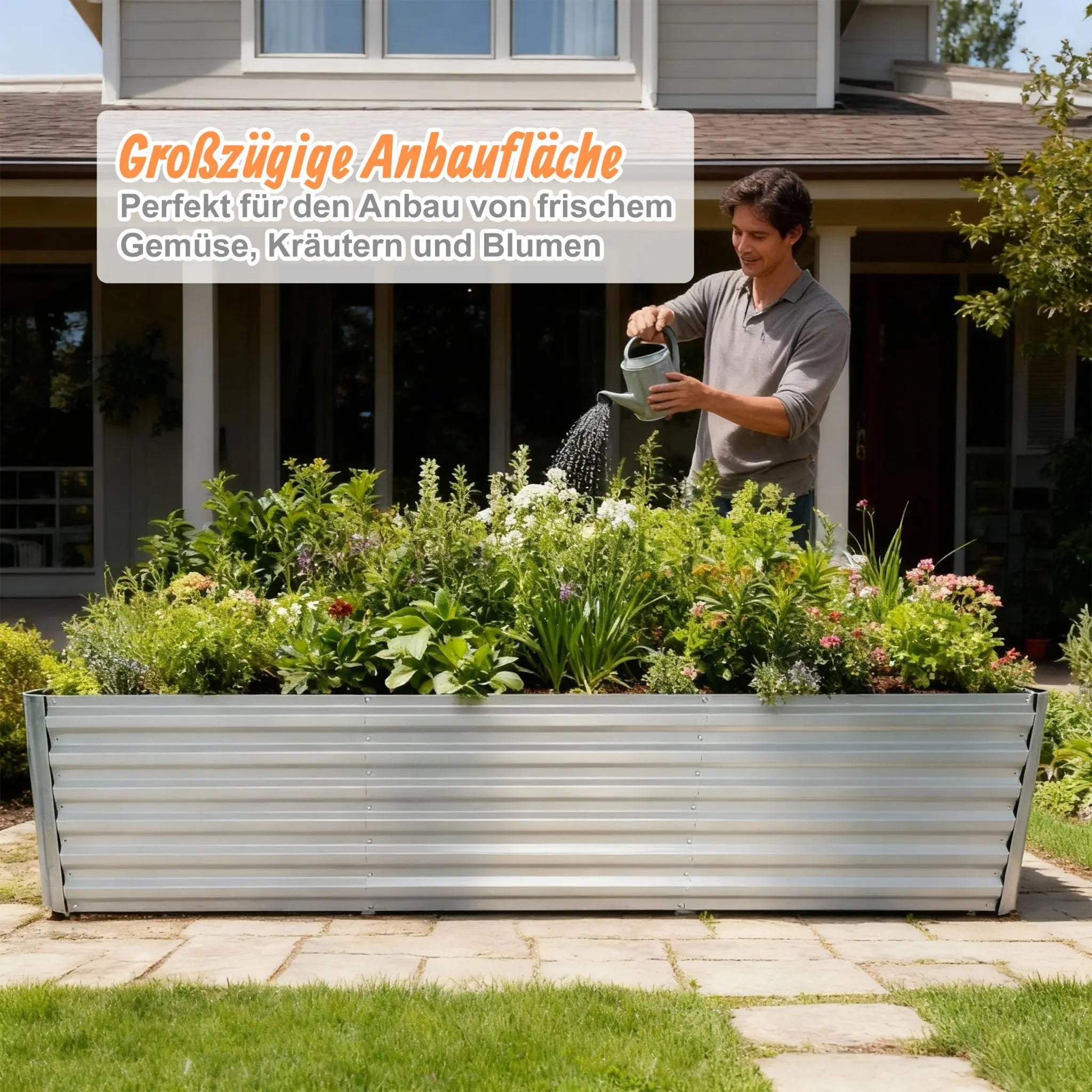 Hochbeet Metall 57 x 240 x 60cm Grau von Relaxdays