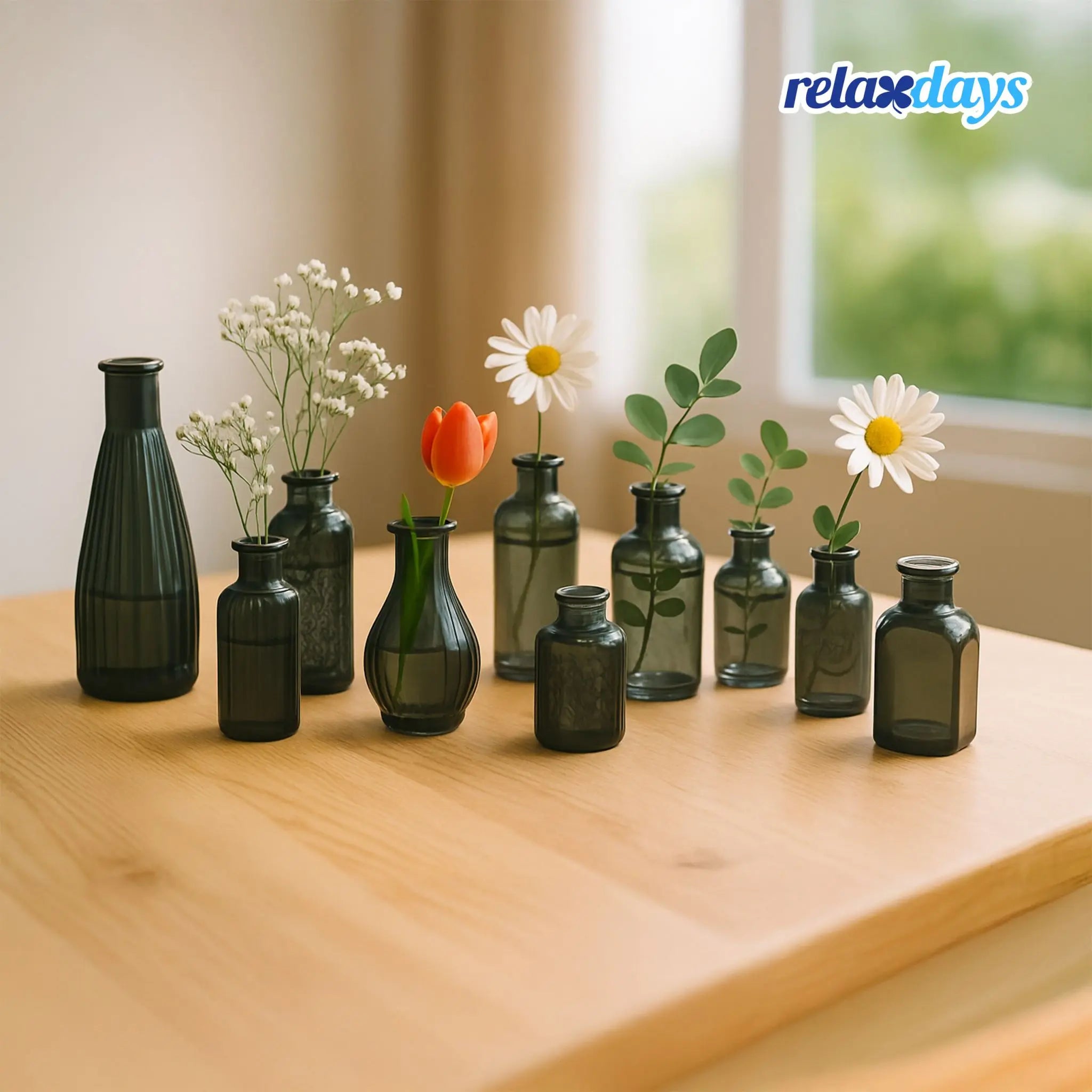Deko Vasen 10er-Set Grau von Relaxdays