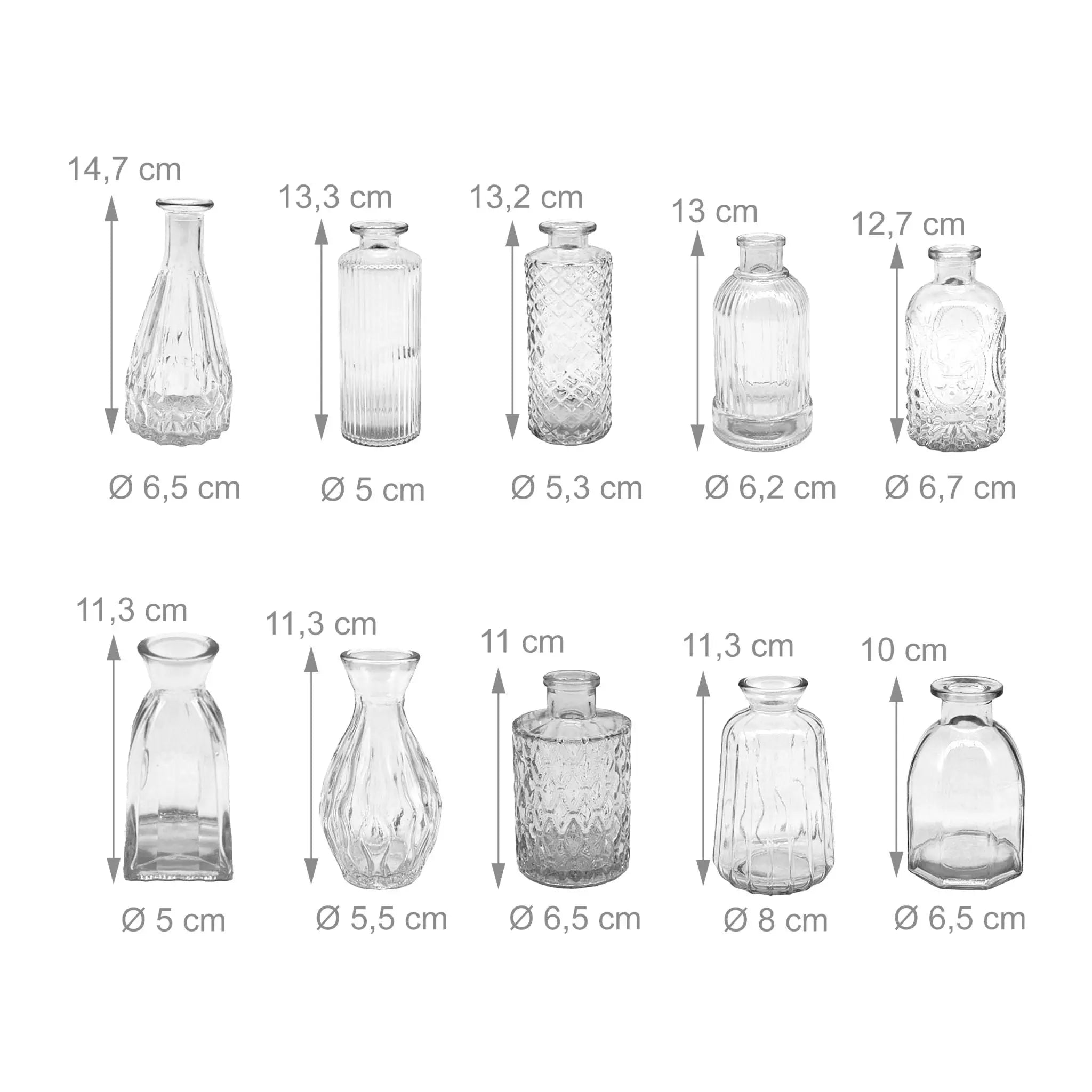 Deko Vasen 10er-Set Transparent von Relaxdays