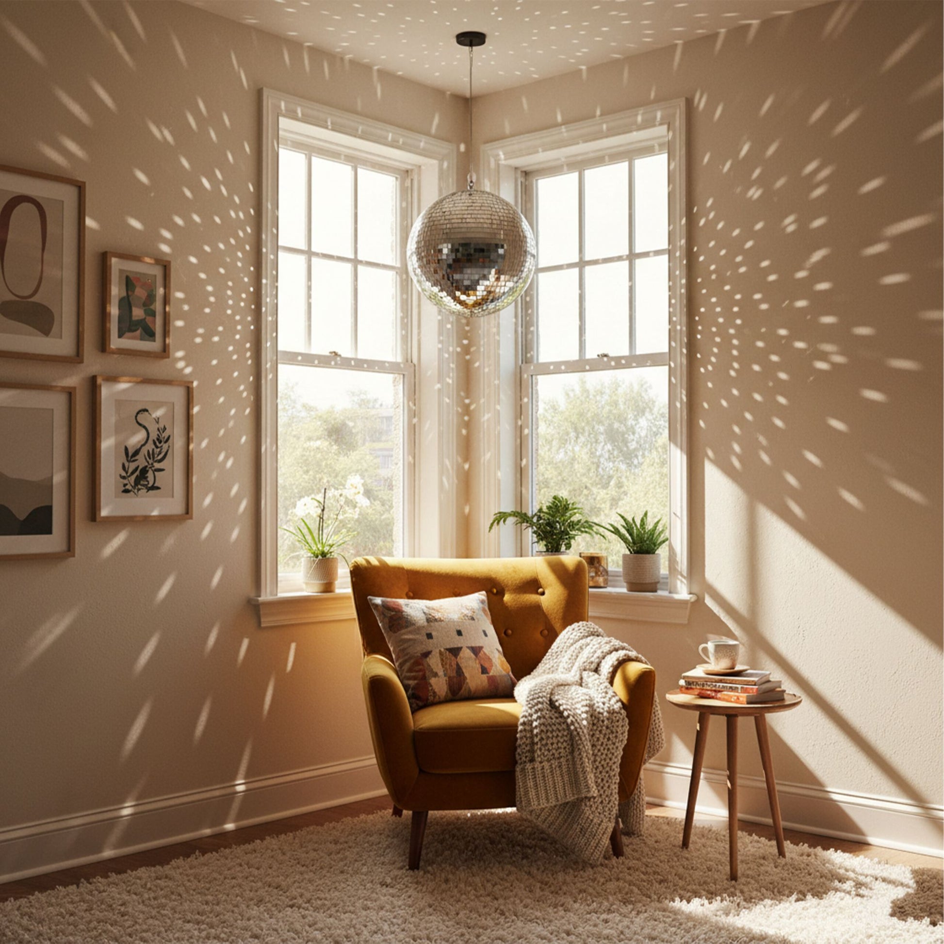 Discokugel 50cm Beige von Relaxdays