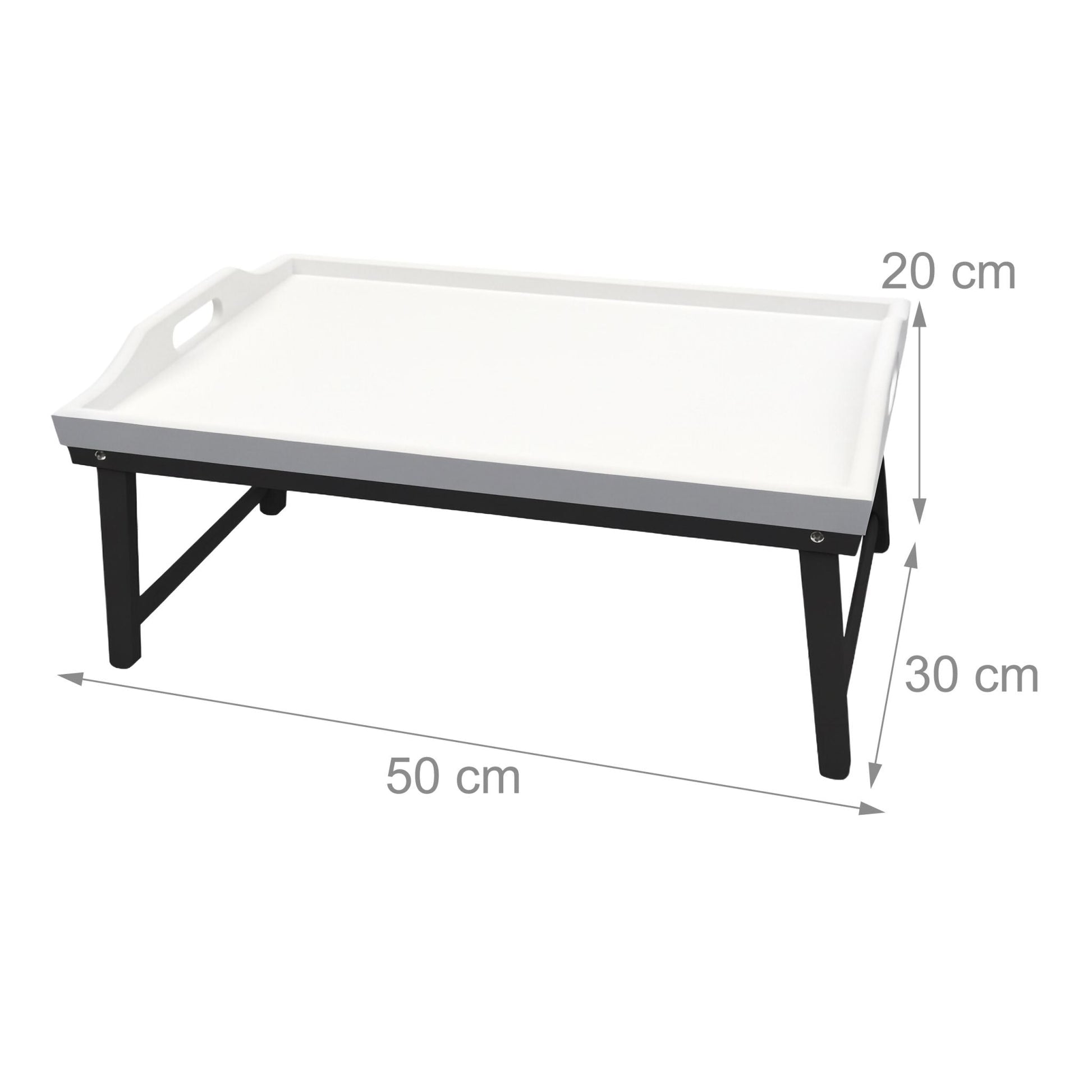 Betttablett Bambus Weiss-Grau von Relaxdays