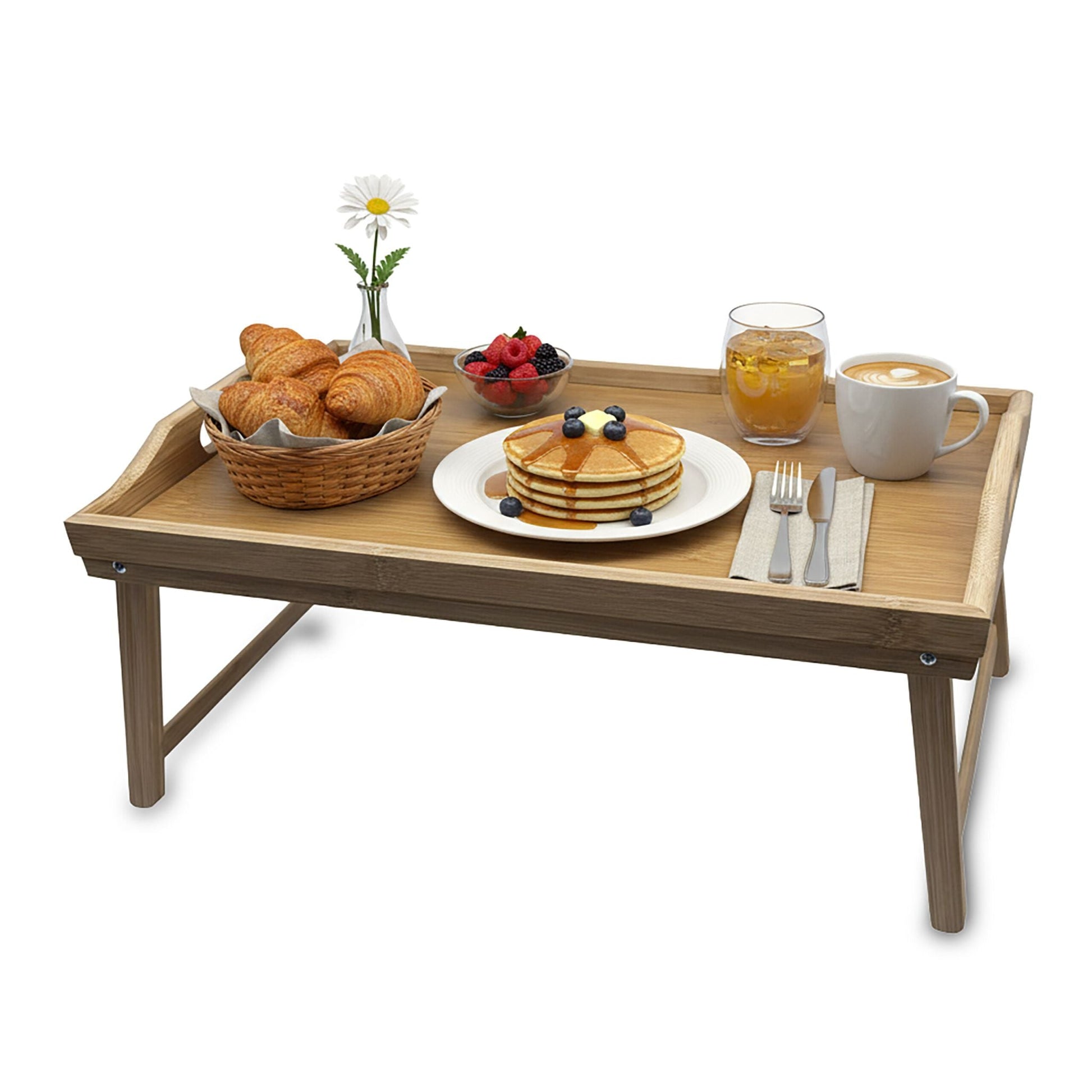 Betttablett Bambus Hellbraun von Relaxdays