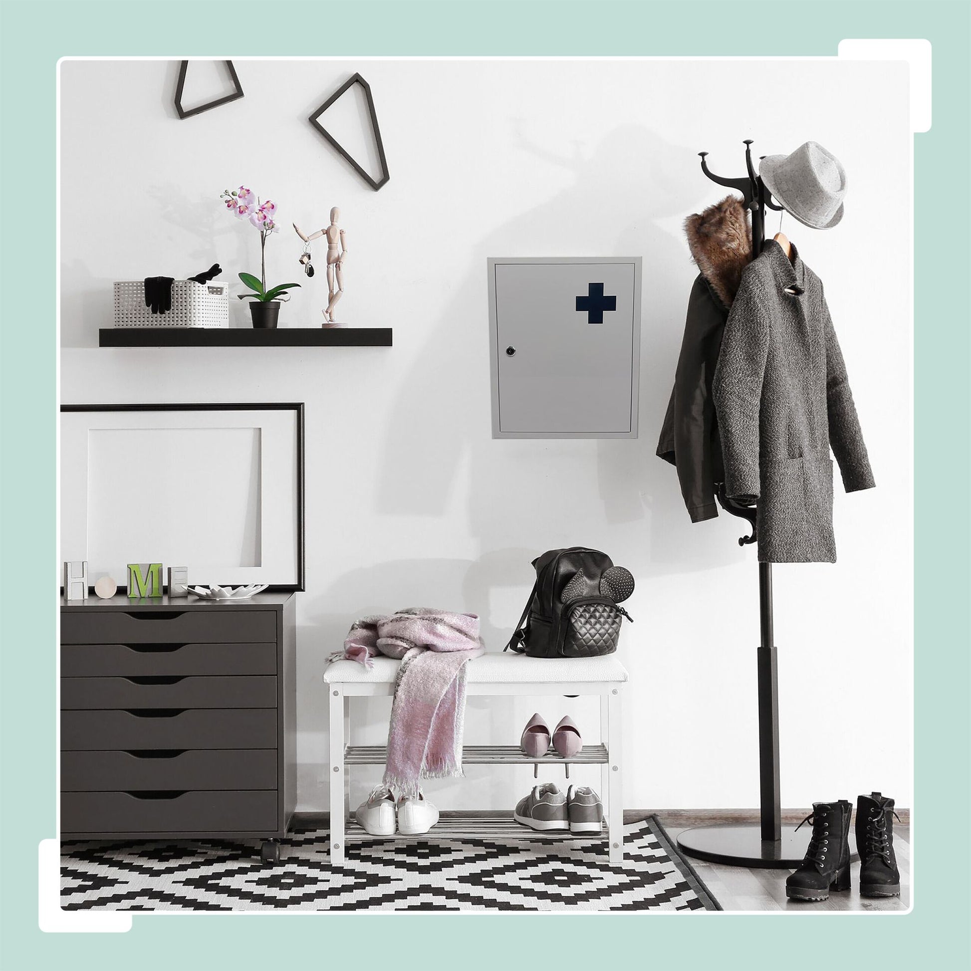 Abschliessbarer Medizinschrank Weiss-Grau von Relaxdays