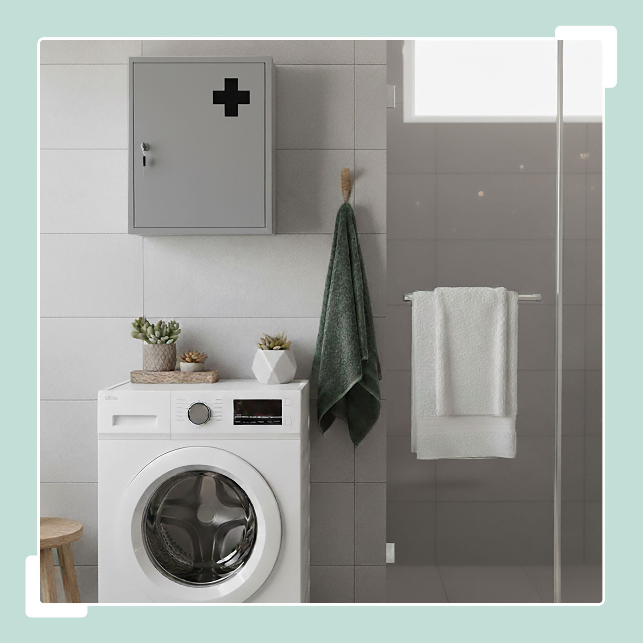 Abschliessbarer Medizinschrank Weiss-Grau von Relaxdays