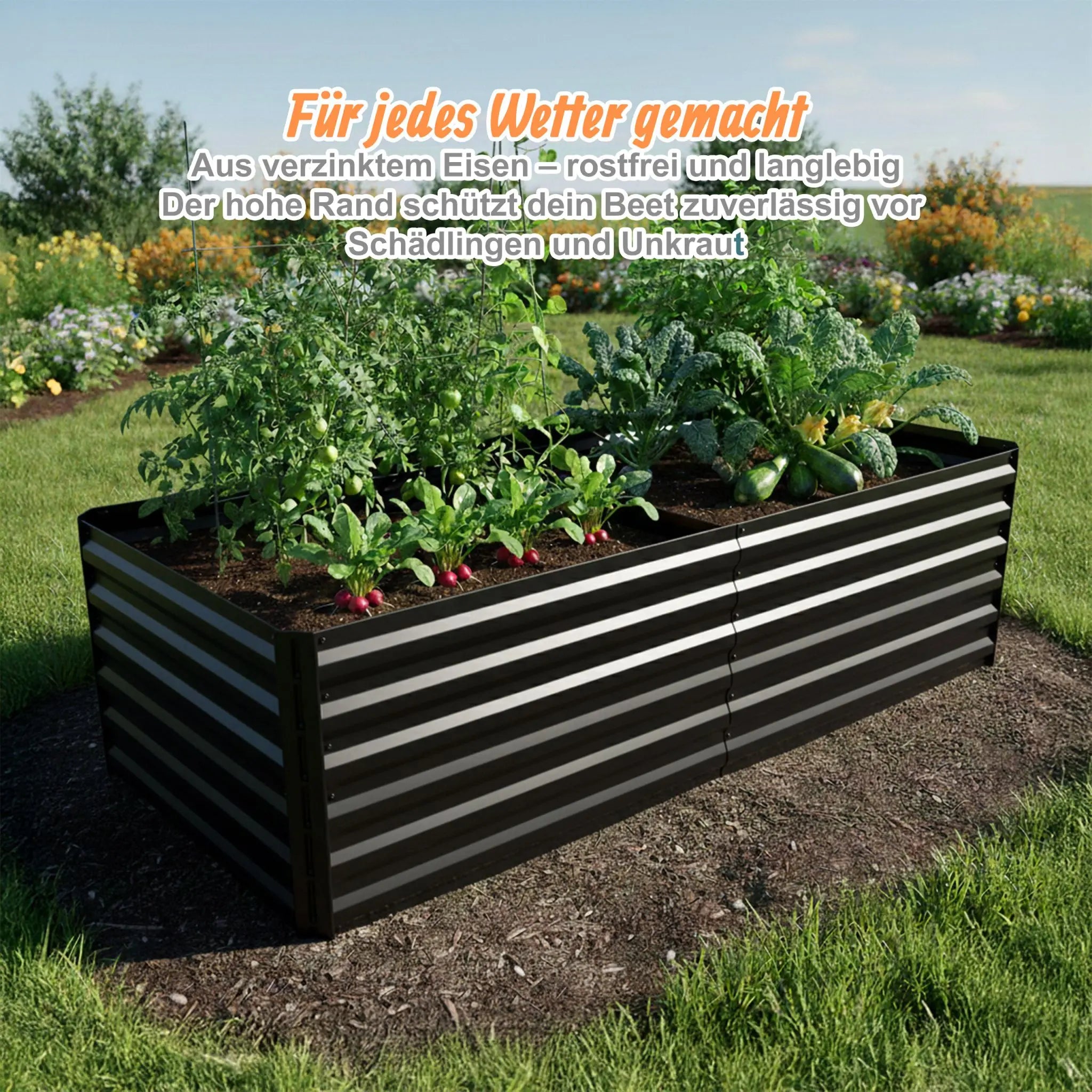 Hochbeet Metall 57x180x90cm Schwarz von Relaxdays