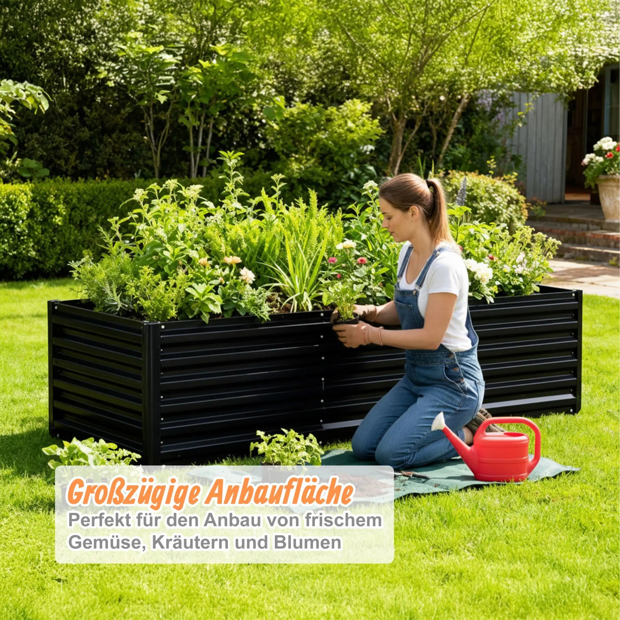 Hochbeet Metall 57x180x90cm Schwarz von Relaxdays