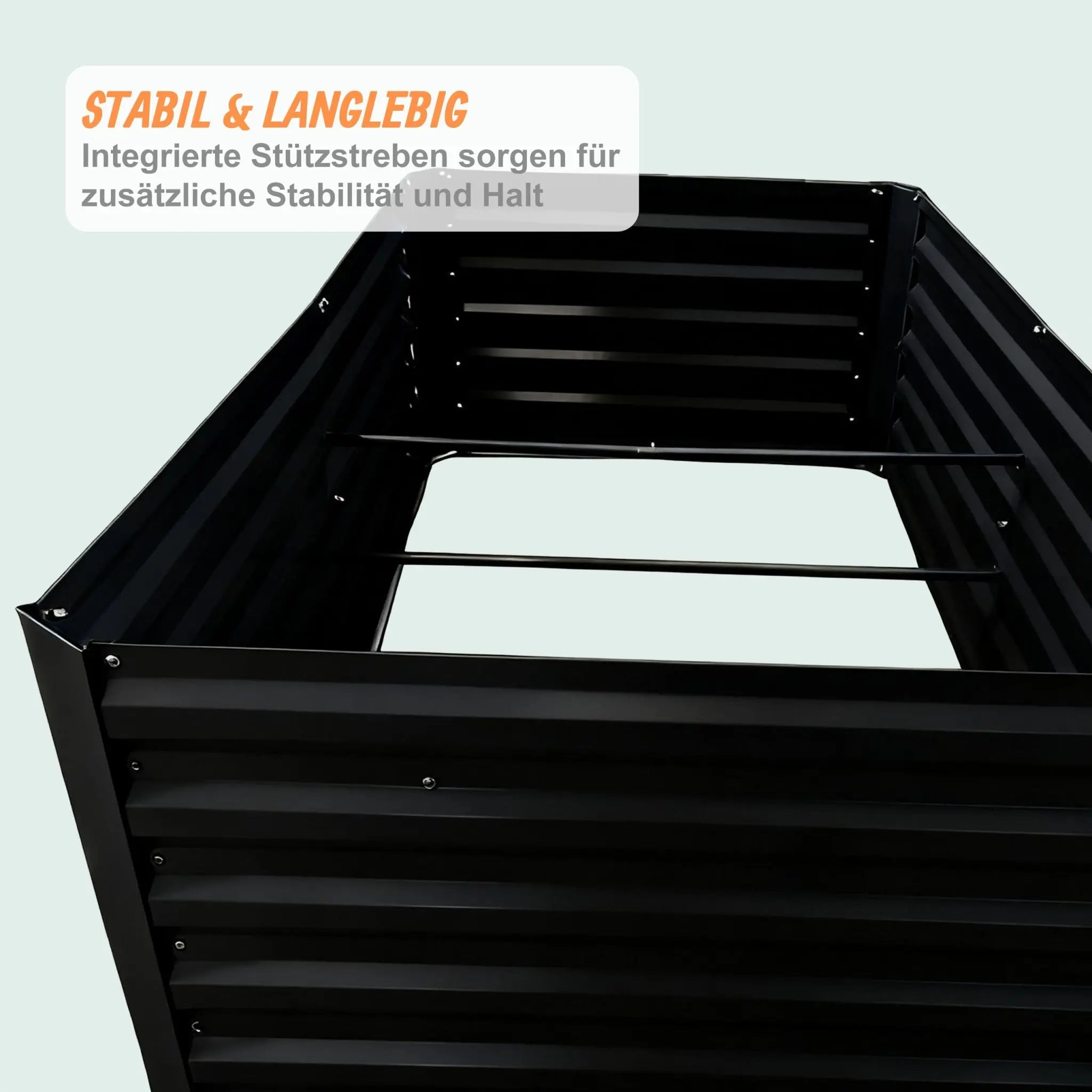 Hochbeet Metall 57x180x90cm Schwarz von Relaxdays