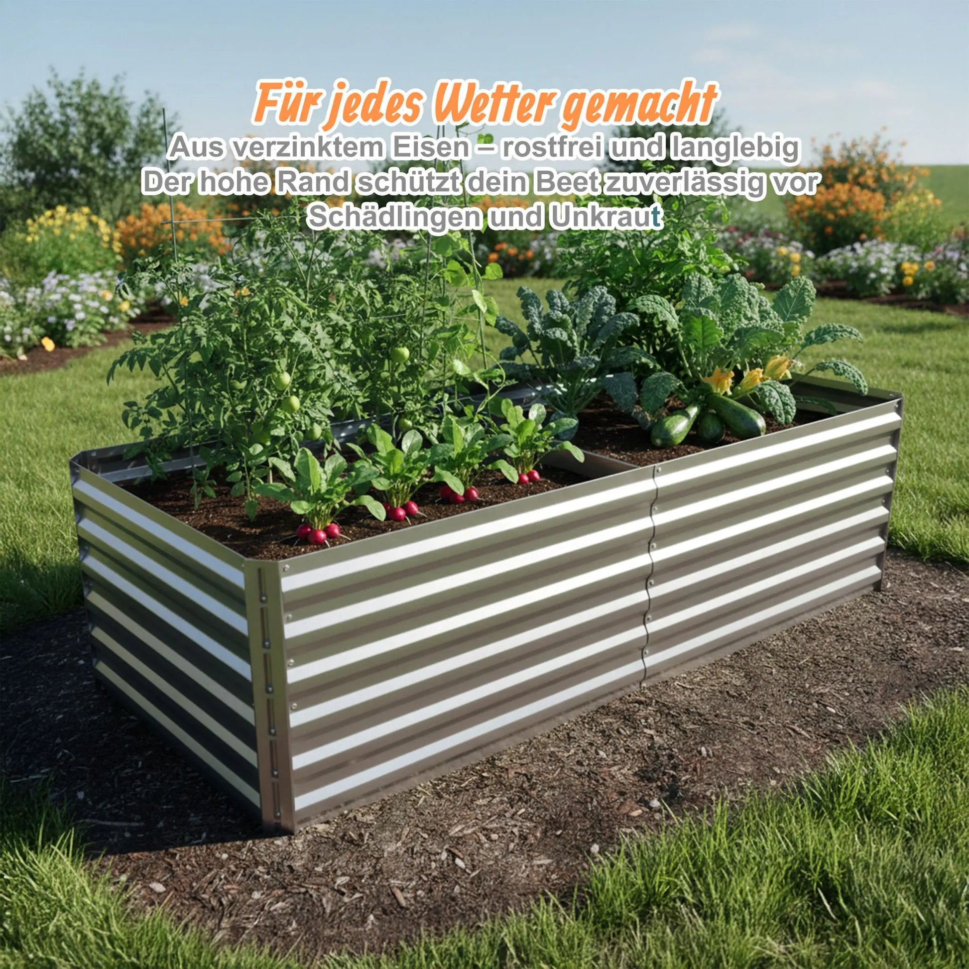 Hochbeet Metall 57x180x90cm Silber von Relaxdays