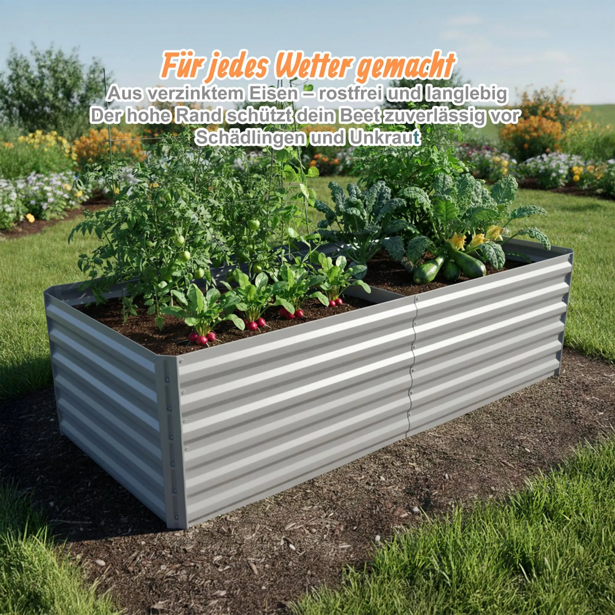 Hochbeet Metall 57x180x90cm Grau von Relaxdays