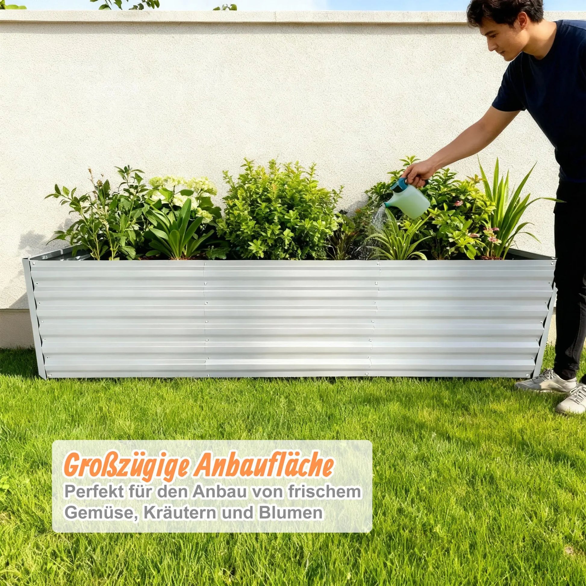 Hochbeet Metall 57x180x90cm Grau von Relaxdays
