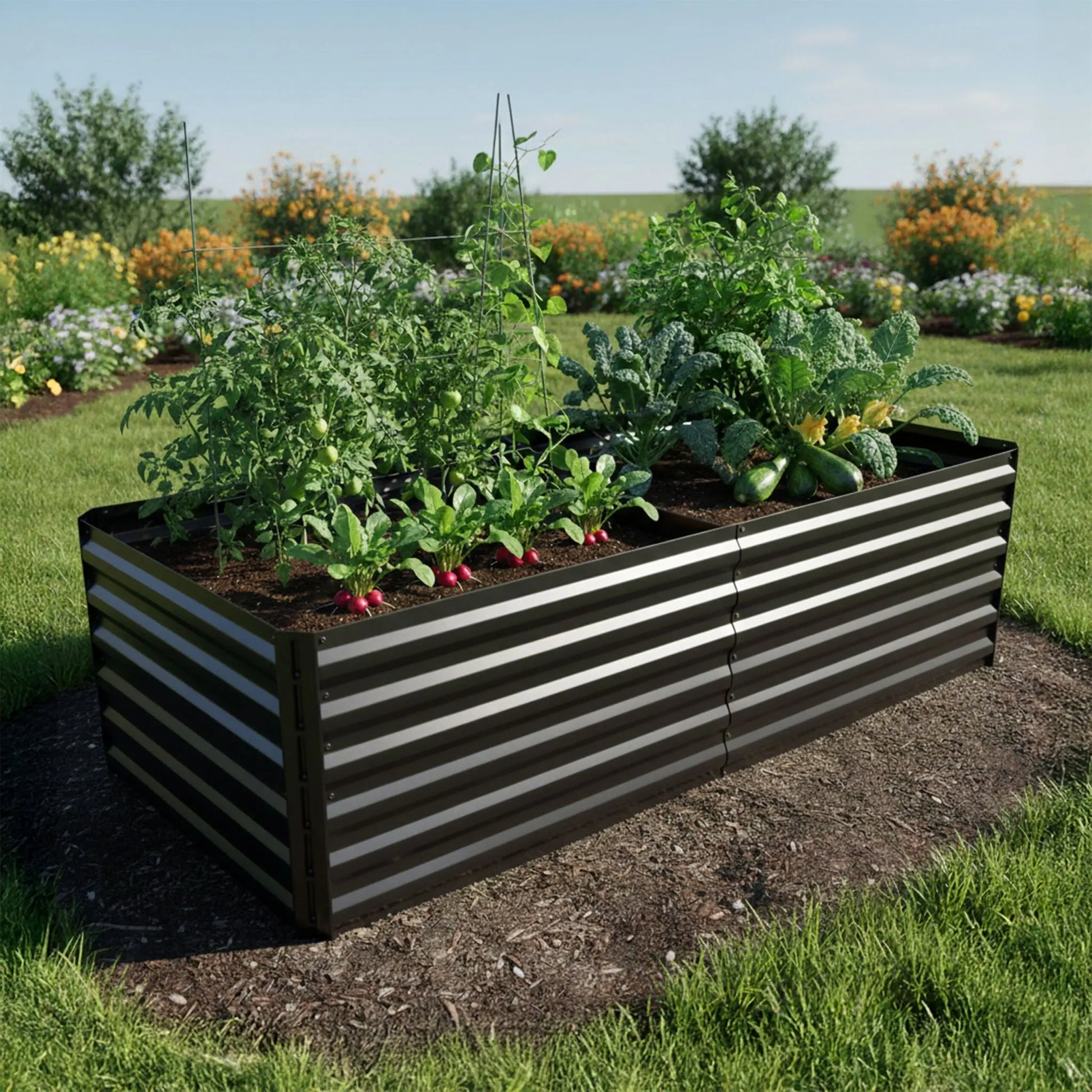 Hochbeet Metall eckig Anthrazit von Relaxdays