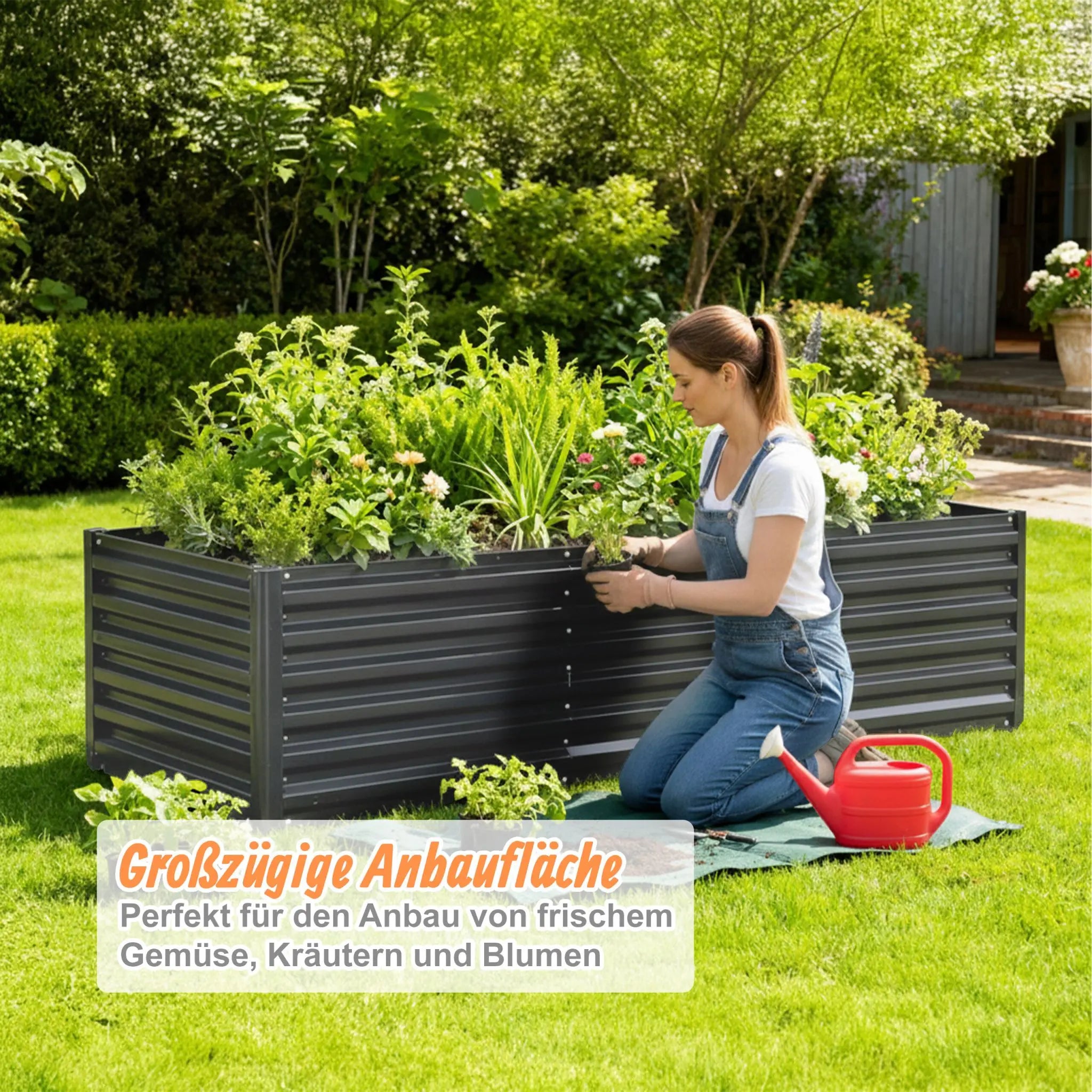 Hochbeet Metall eckig Anthrazit von Relaxdays