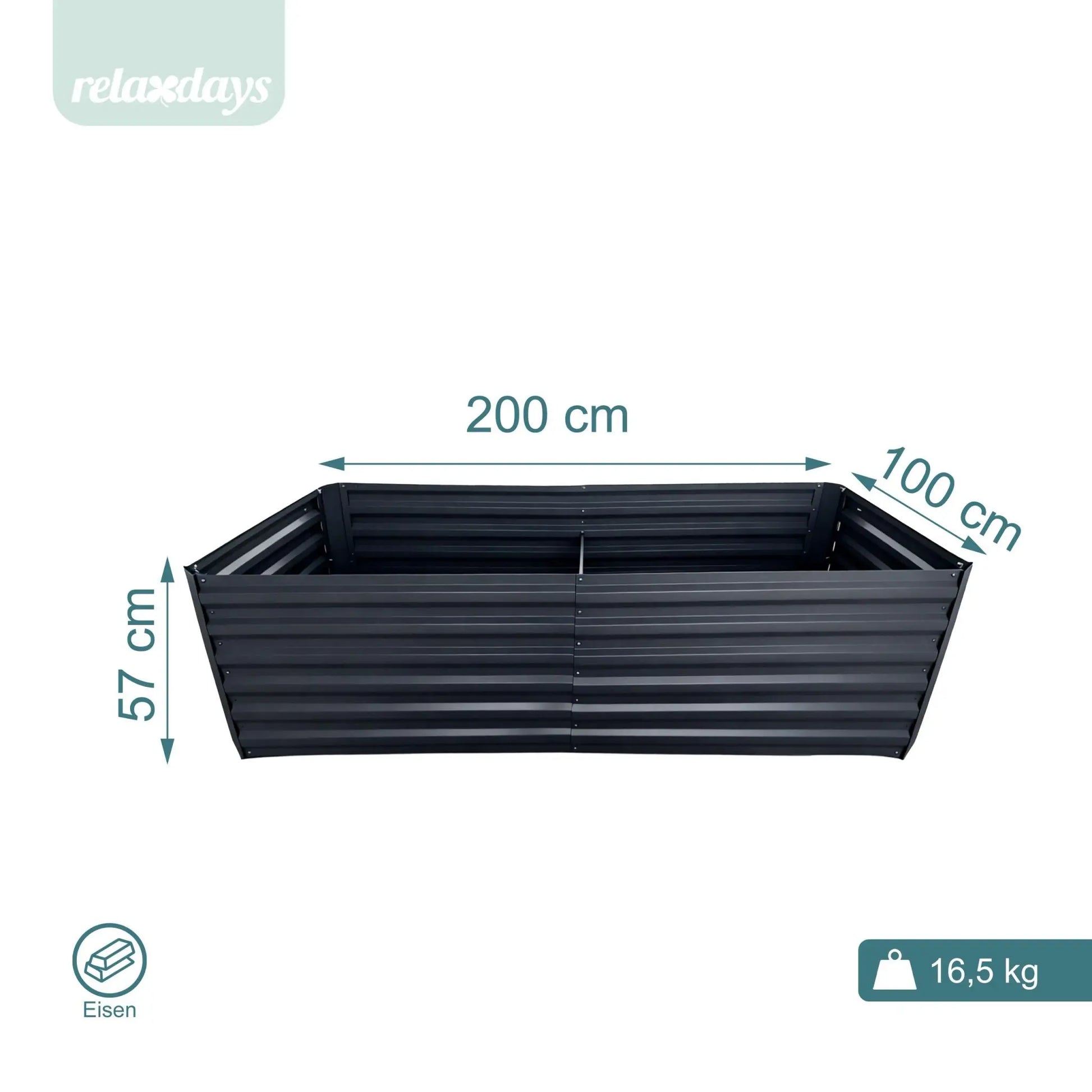 Hochbeet Metall eckig Anthrazit von Relaxdays