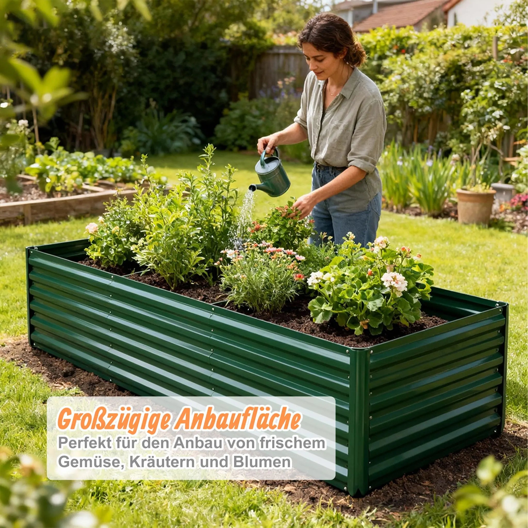Hochbeet Metall eckig Grün von Relaxdays