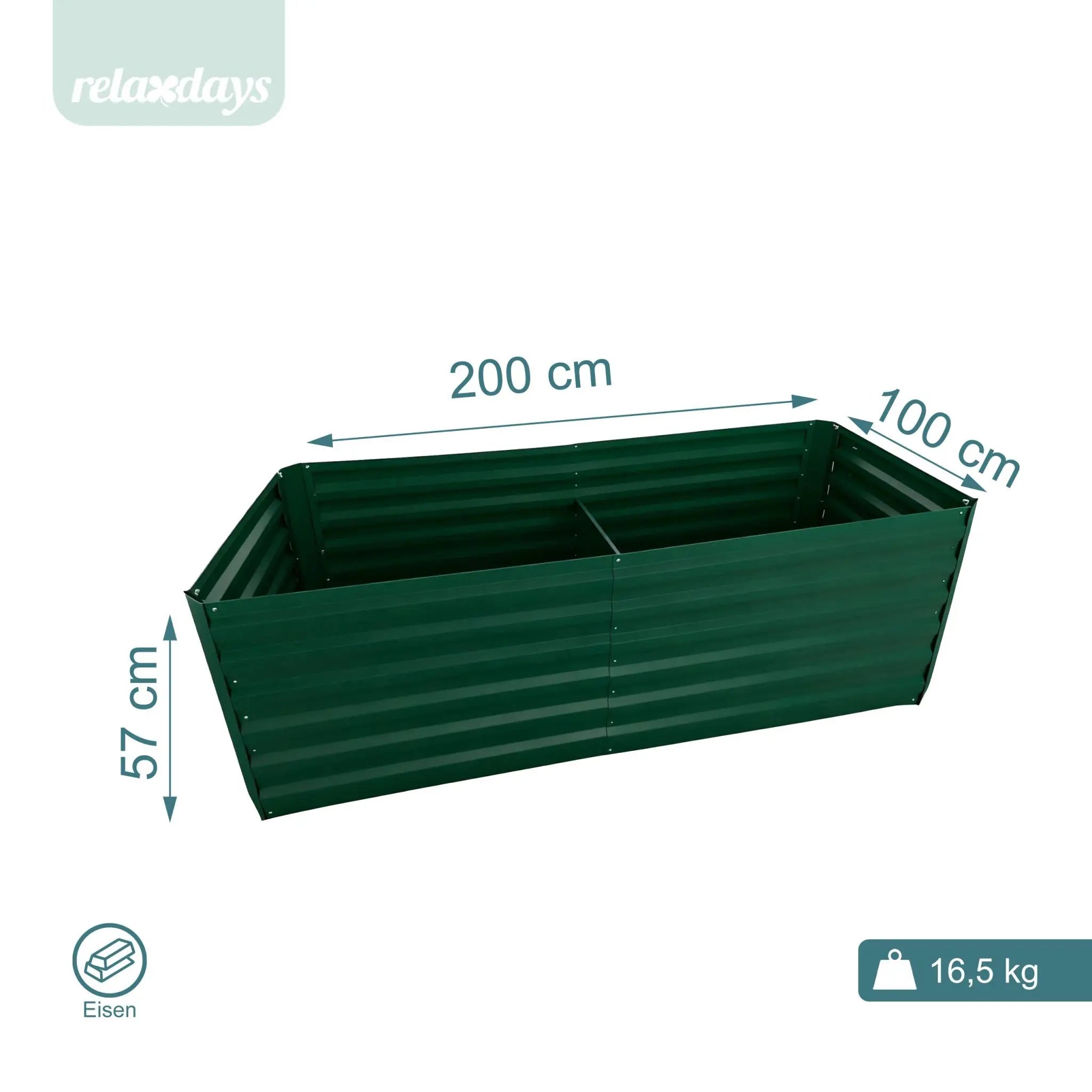 Hochbeet Metall eckig Grün von Relaxdays