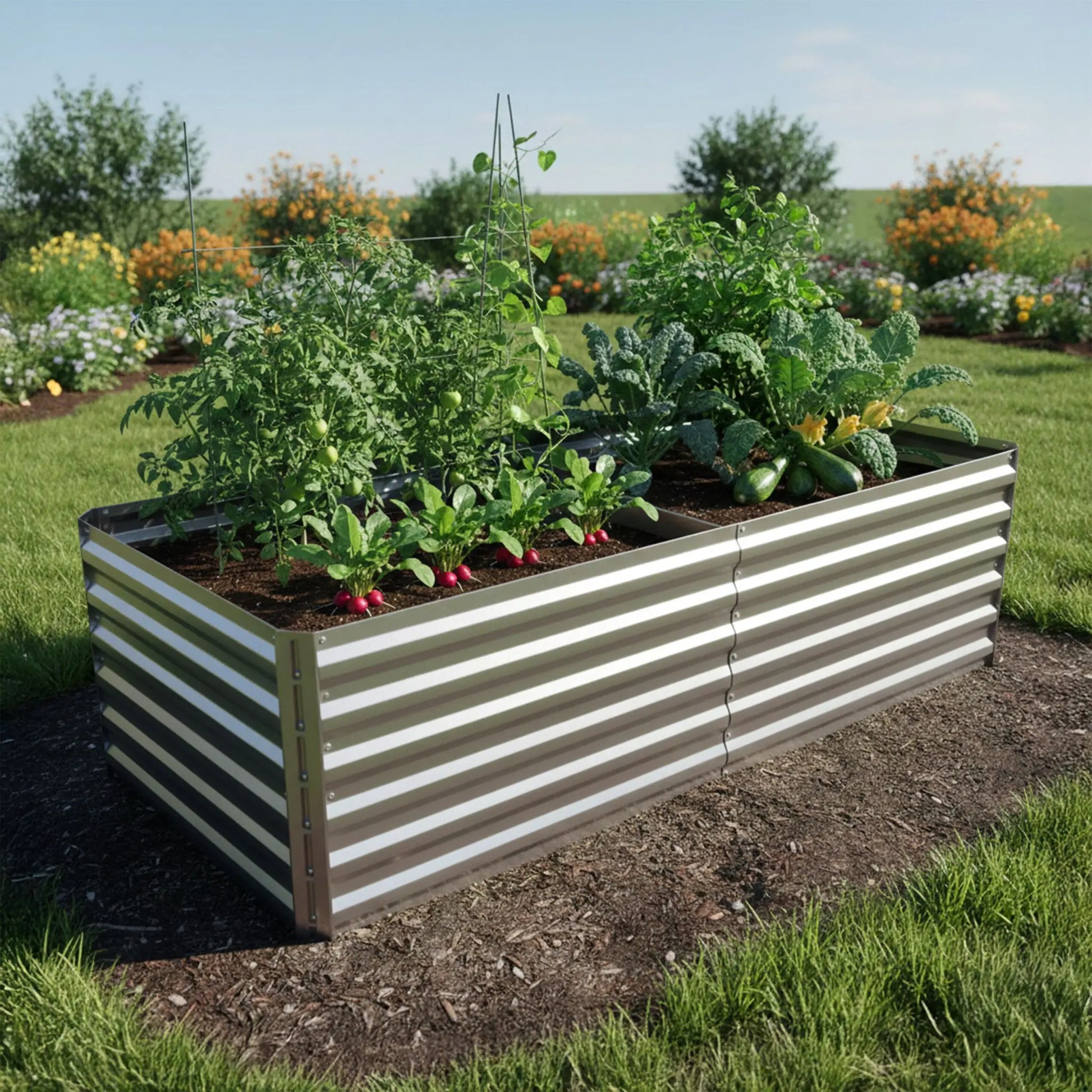 Hochbeet Metall eckig Silber von Relaxdays