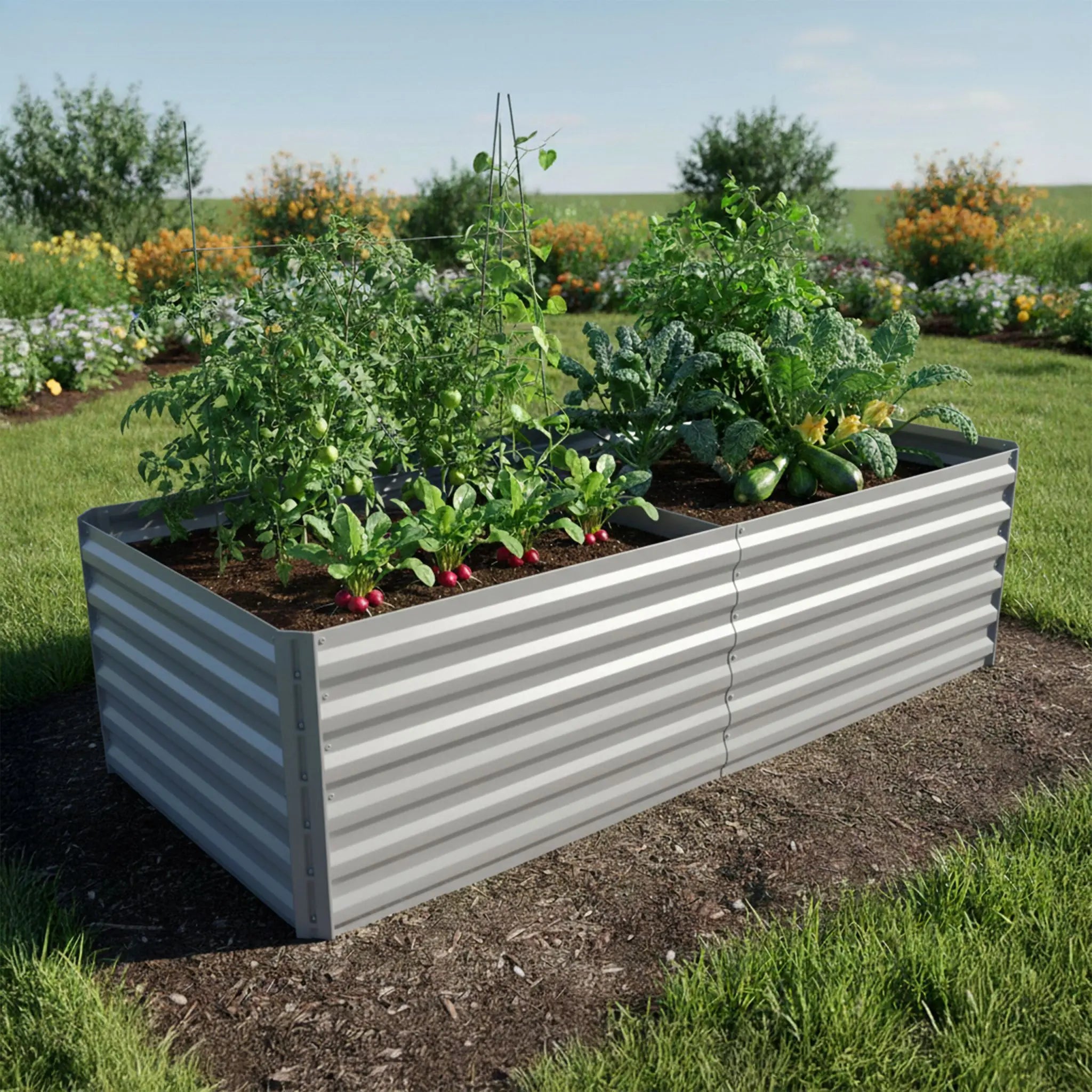 Hochbeet Metall eckig Grau von Relaxdays