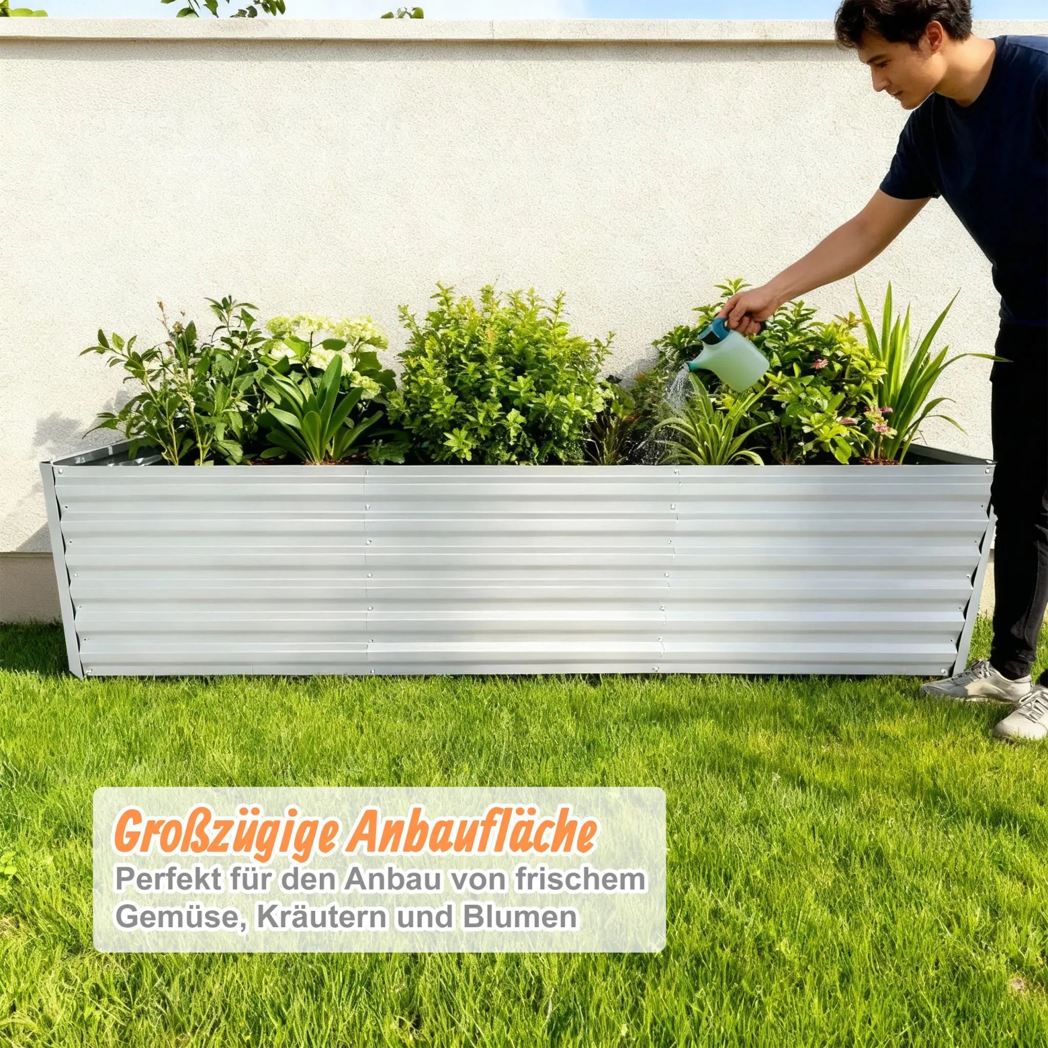 Hochbeet Metall eckig Grau von Relaxdays
