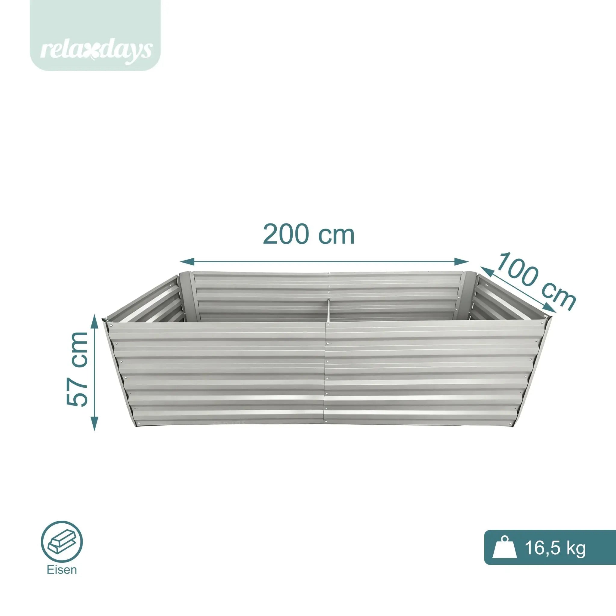 Hochbeet Metall eckig Grau von Relaxdays
