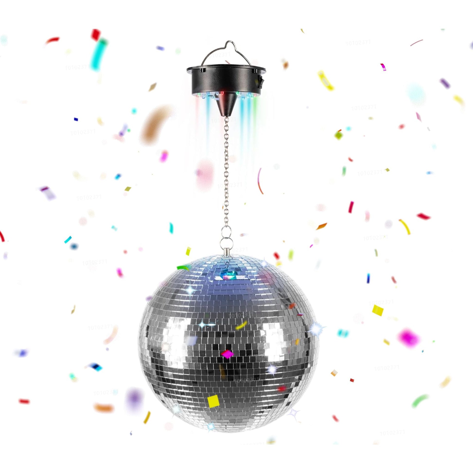 Discokugel 20cm mit Motor & Licht Schwarz-Silber von Relaxdays