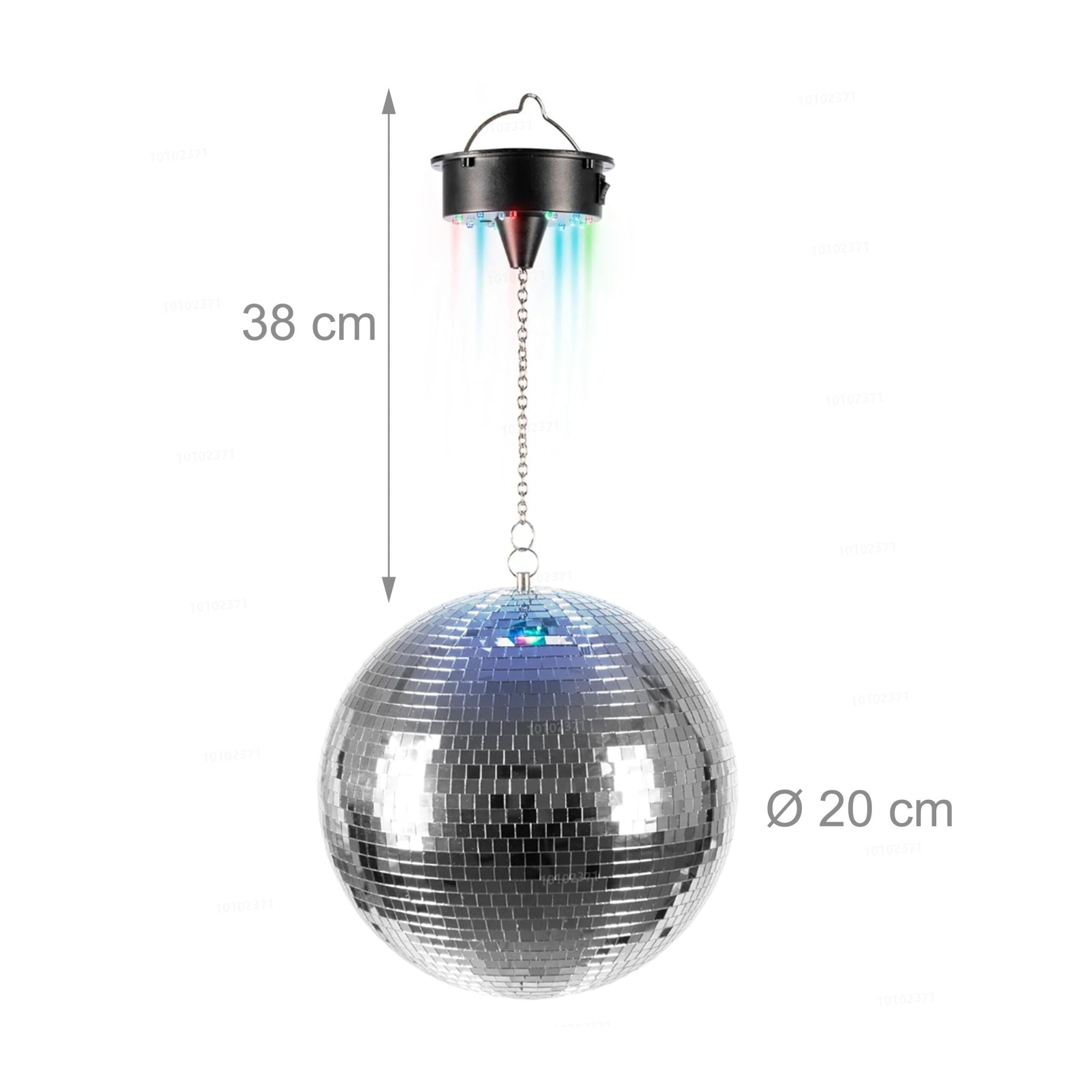 Discokugel 20cm mit Motor & Licht Schwarz-Silber von Relaxdays