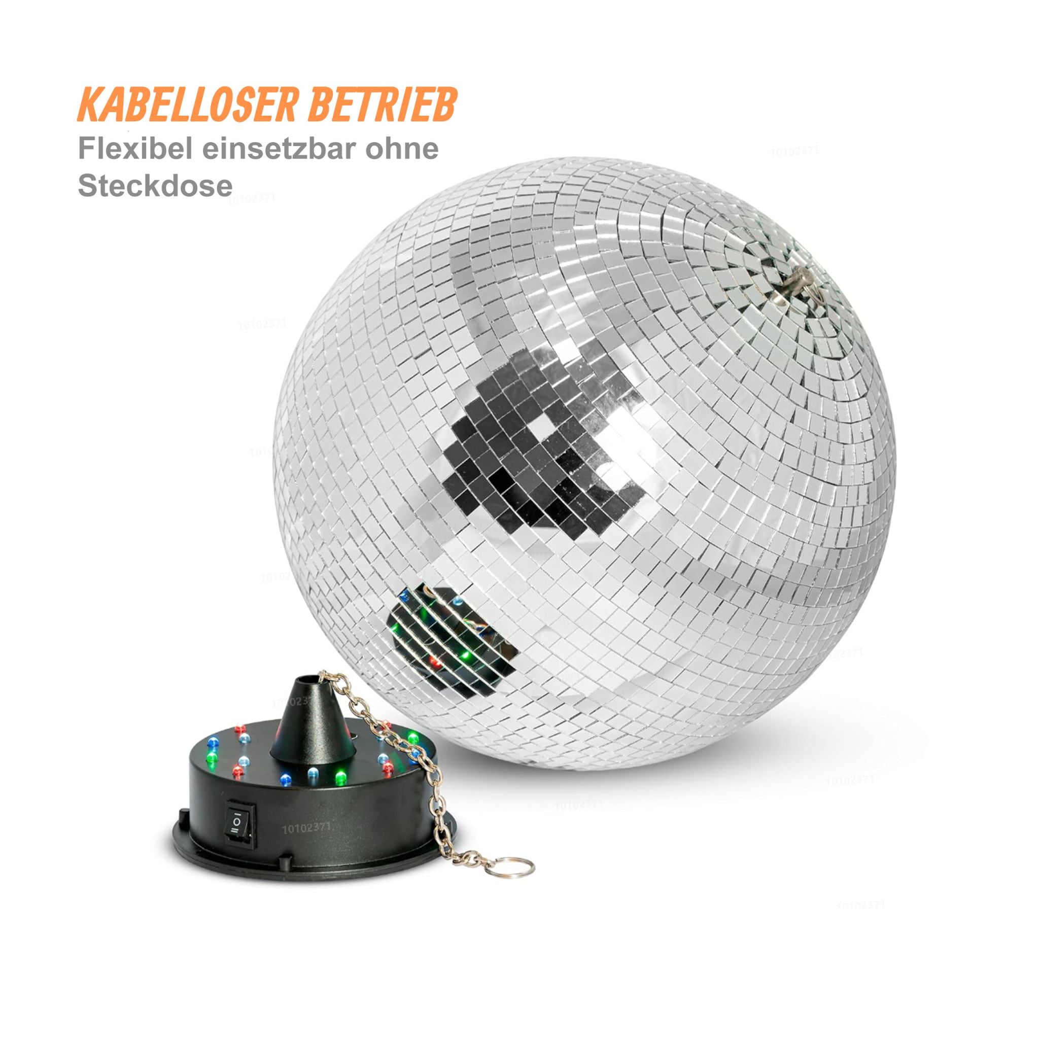Discokugel 20cm mit Motor & Licht Schwarz-Silber von Relaxdays