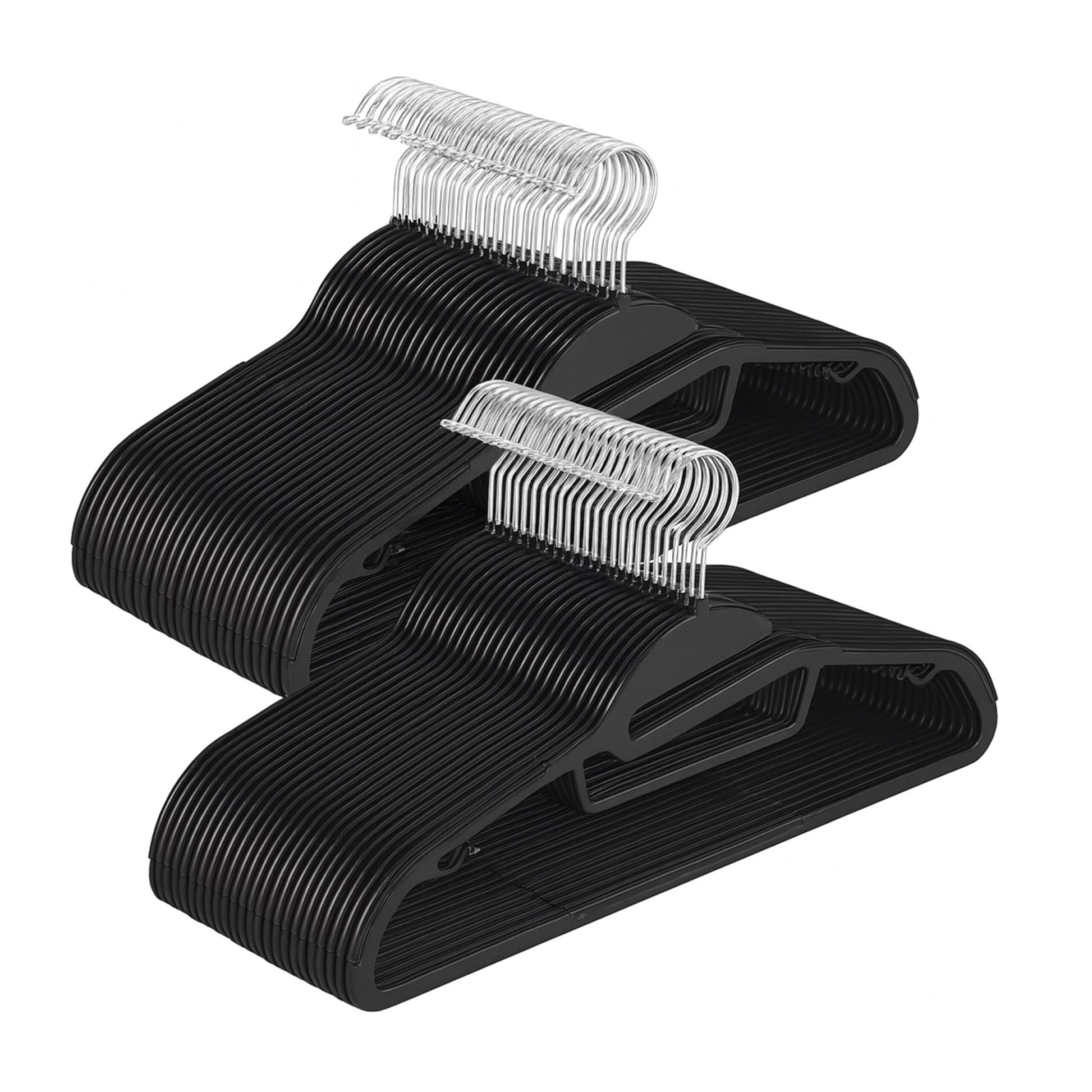 Gummierte Kleiderbügel 50er-Set Schwarz von Relaxdays