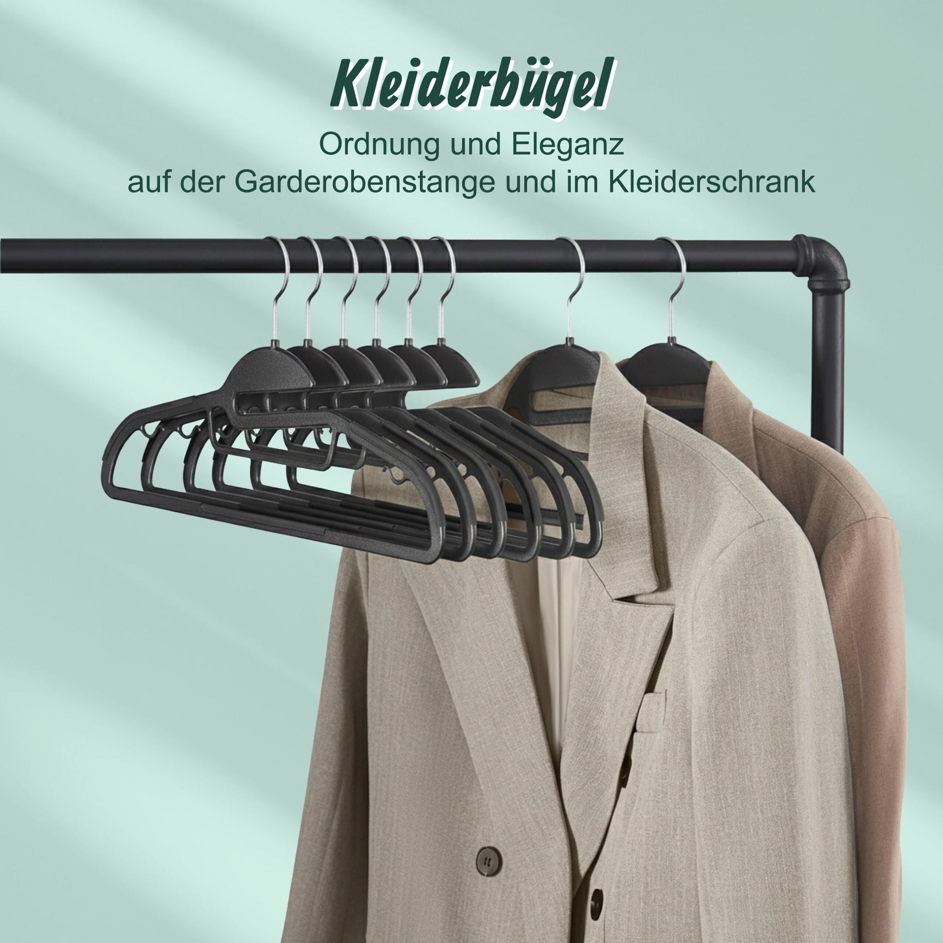 Gummierte Kleiderbügel 50er-Set Schwarz von Relaxdays