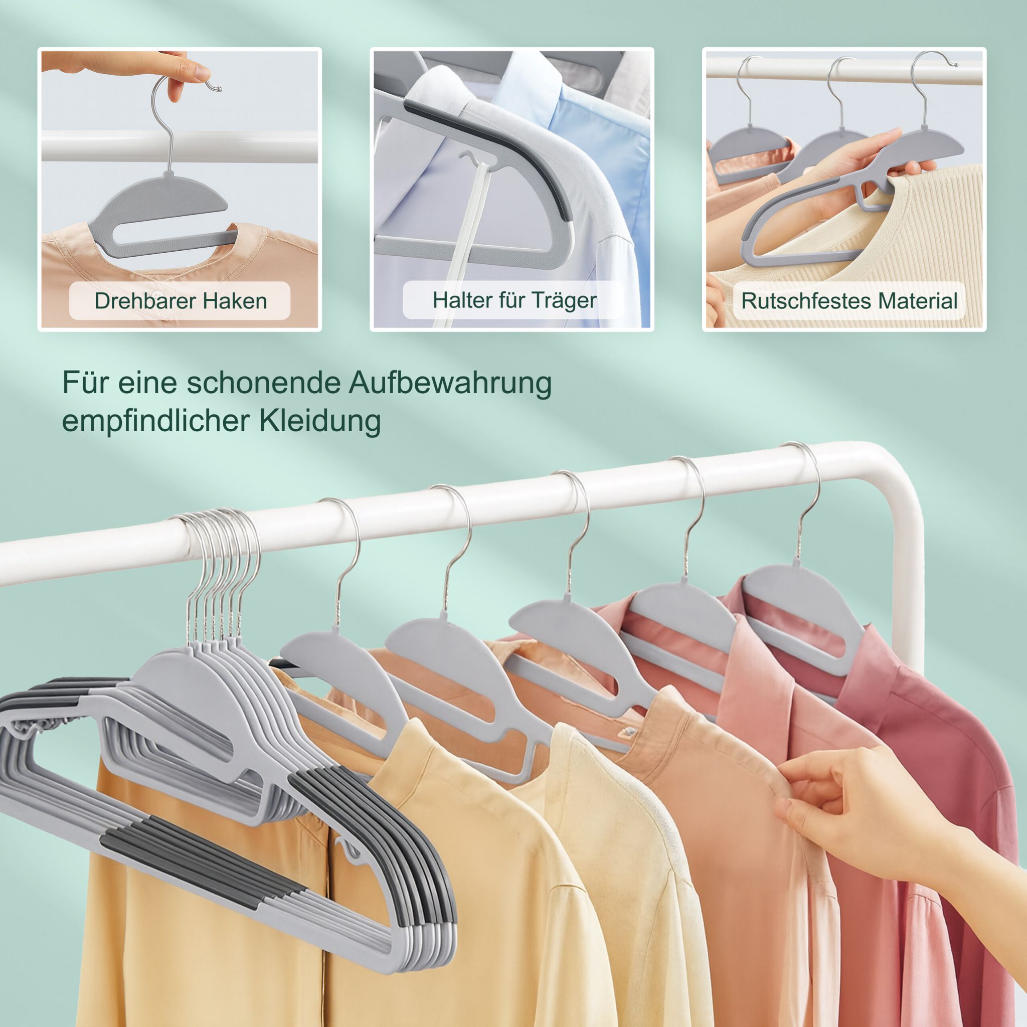 Gummierte Kleiderbügel 50er-Set Schwarz von Relaxdays