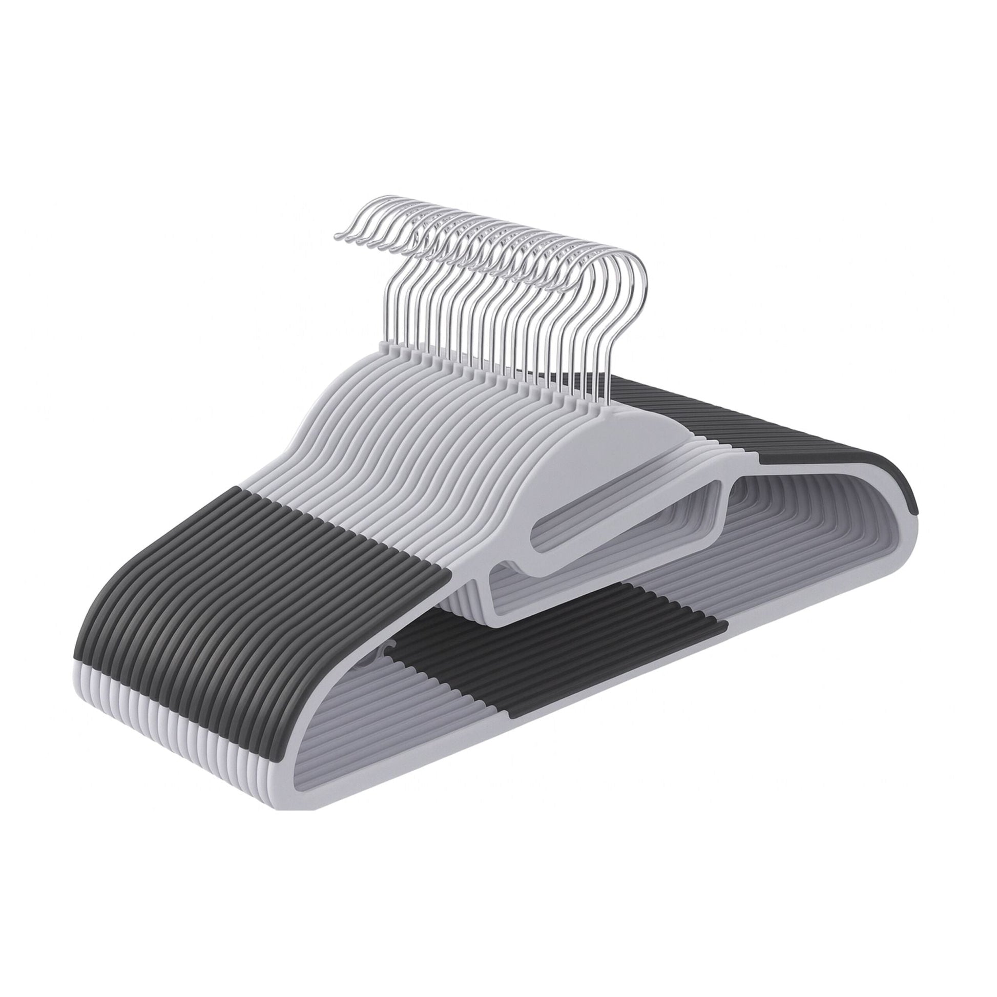 Gummierte Kleiderbügel 20er-Set Schwarz-Grau von Relaxdays