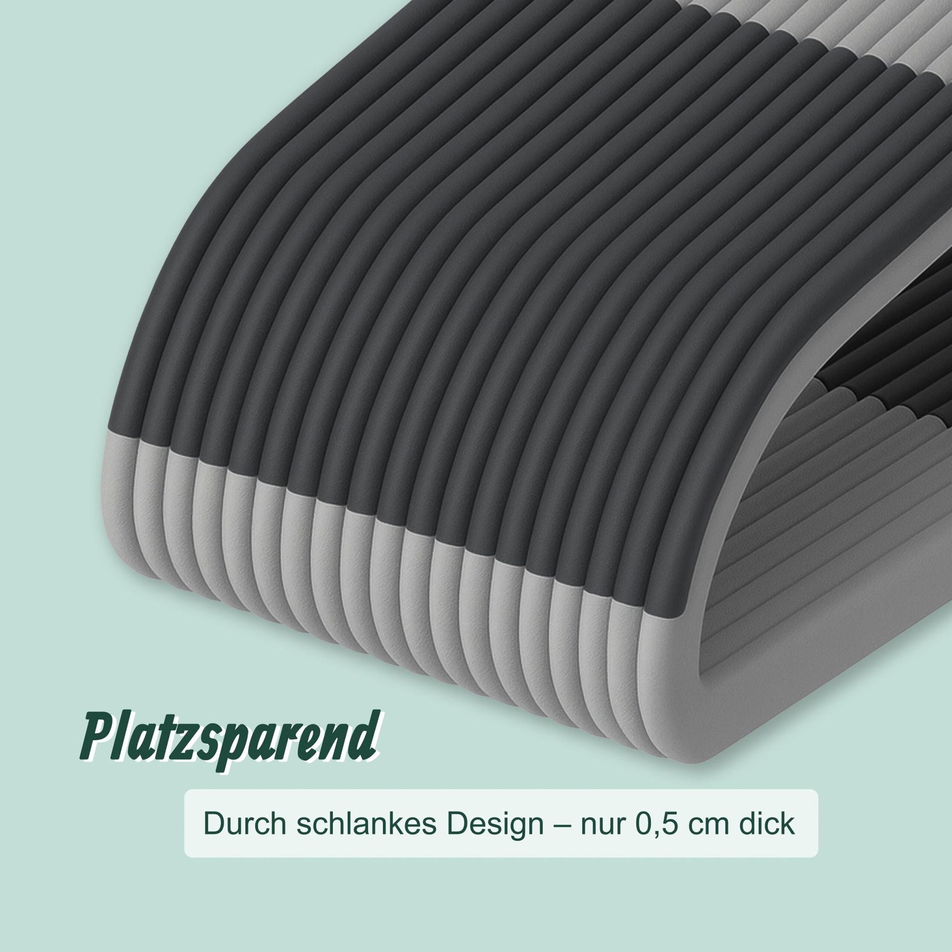 Gummierte Kleiderbügel 20er-Set Schwarz-Grau von Relaxdays