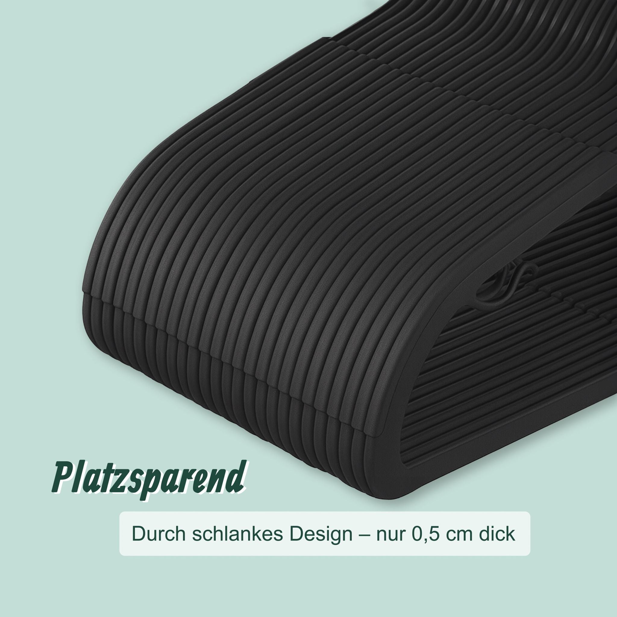 Gummierte Kleiderbügel 20er-Set Schwarz von Relaxdays
