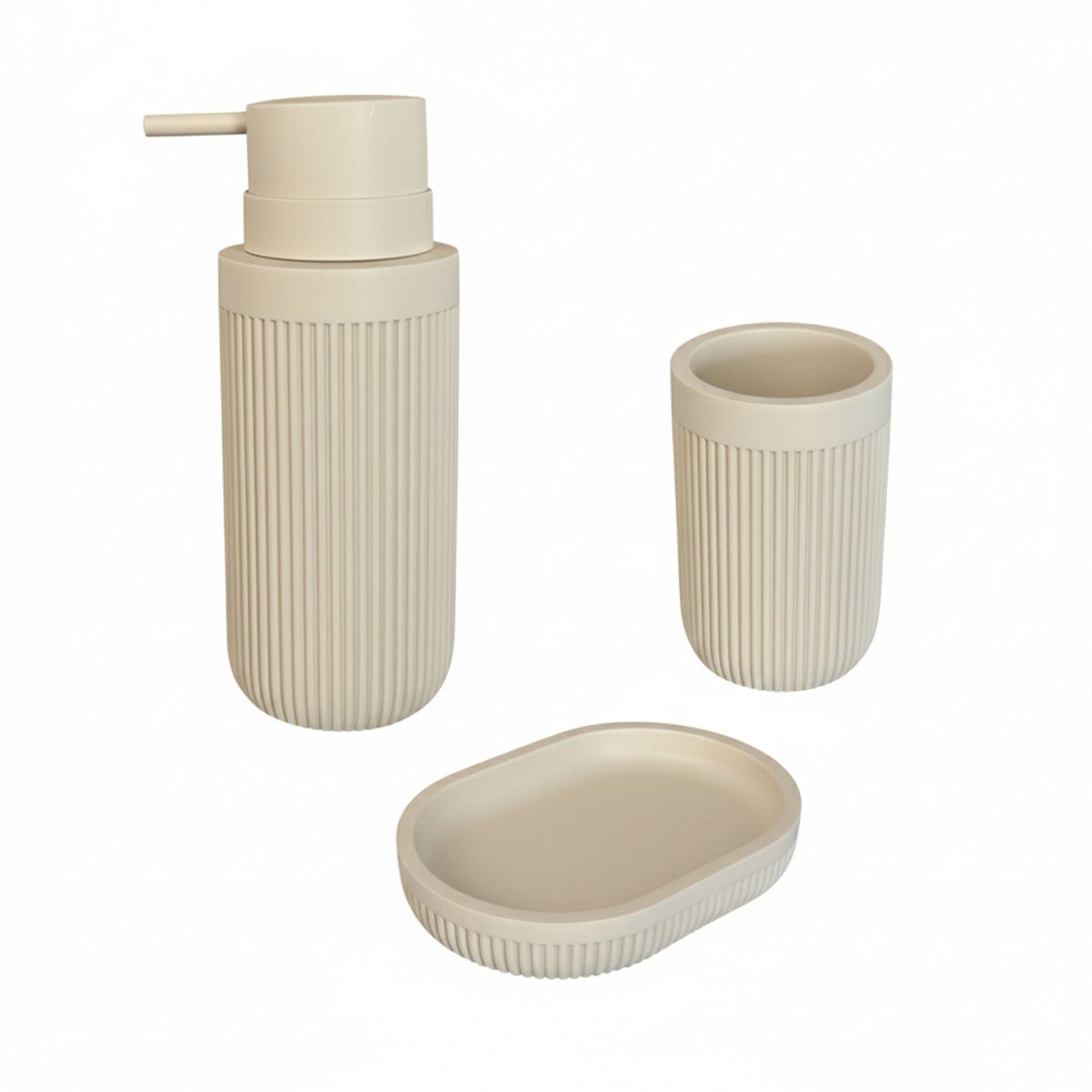 Bad Accessoires 3-teilig Beige von Relaxdays