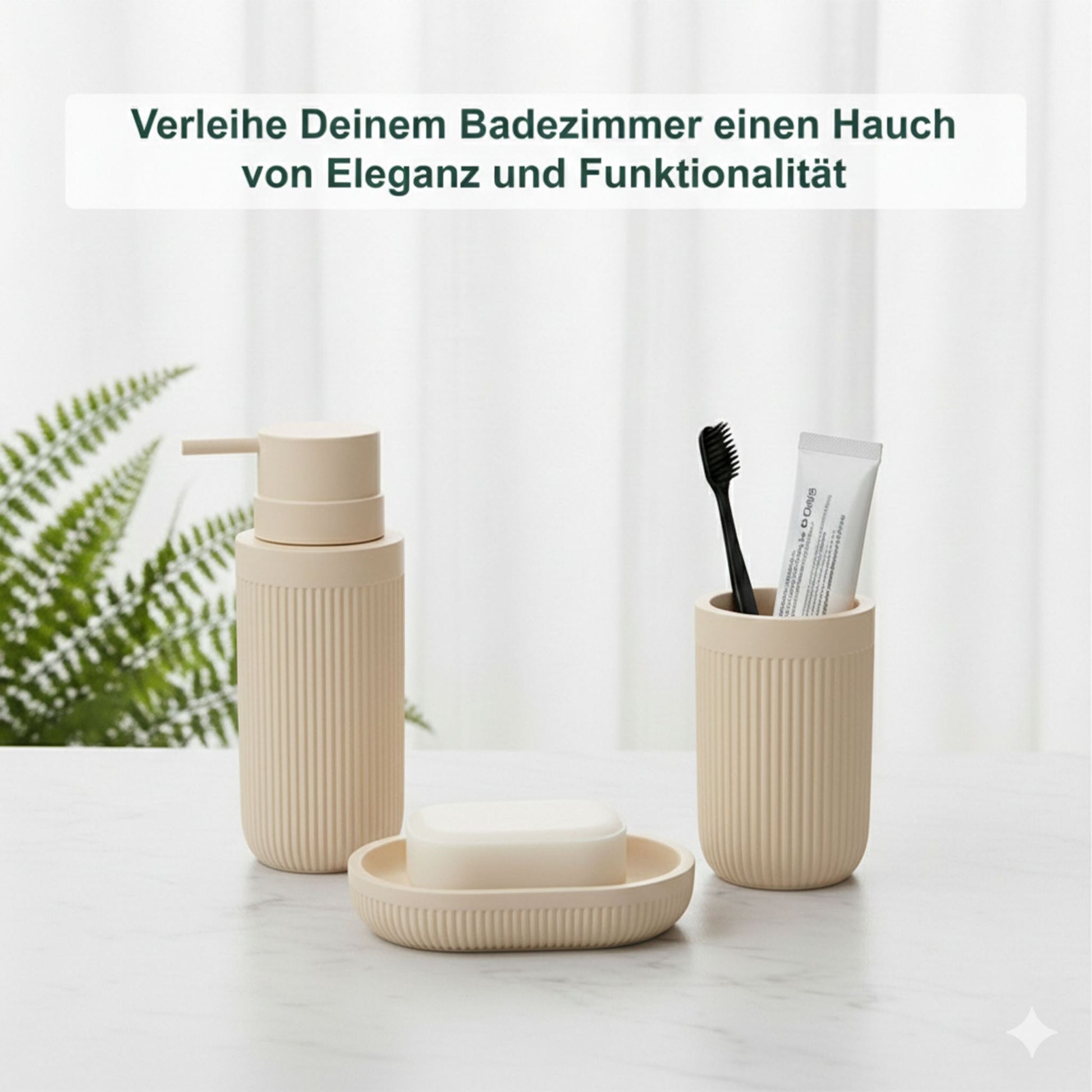 Bad Accessoires 3-teilig Beige von Relaxdays