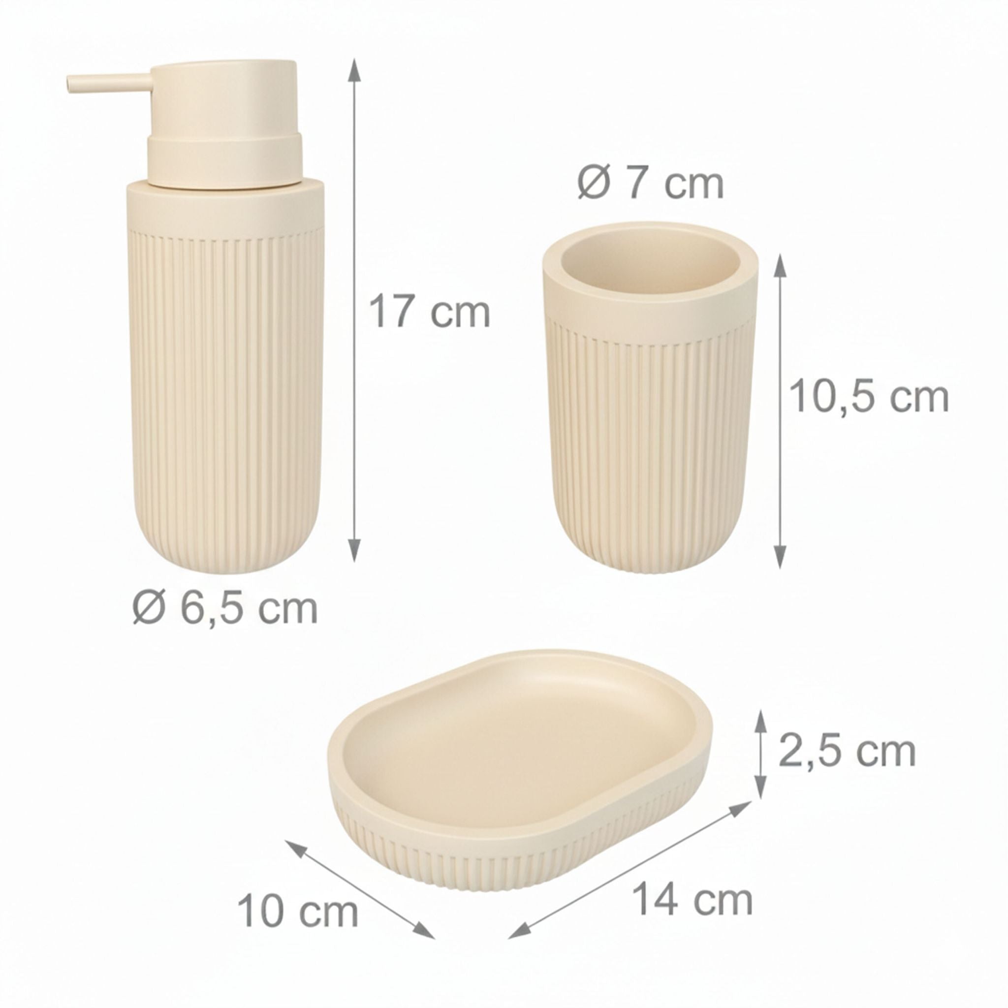Bad Accessoires 3-teilig Beige von Relaxdays