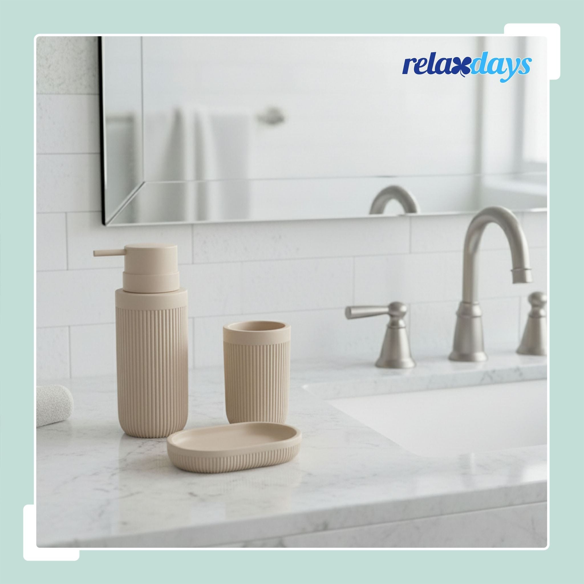 Bad Accessoires 3-teilig Beige von Relaxdays
