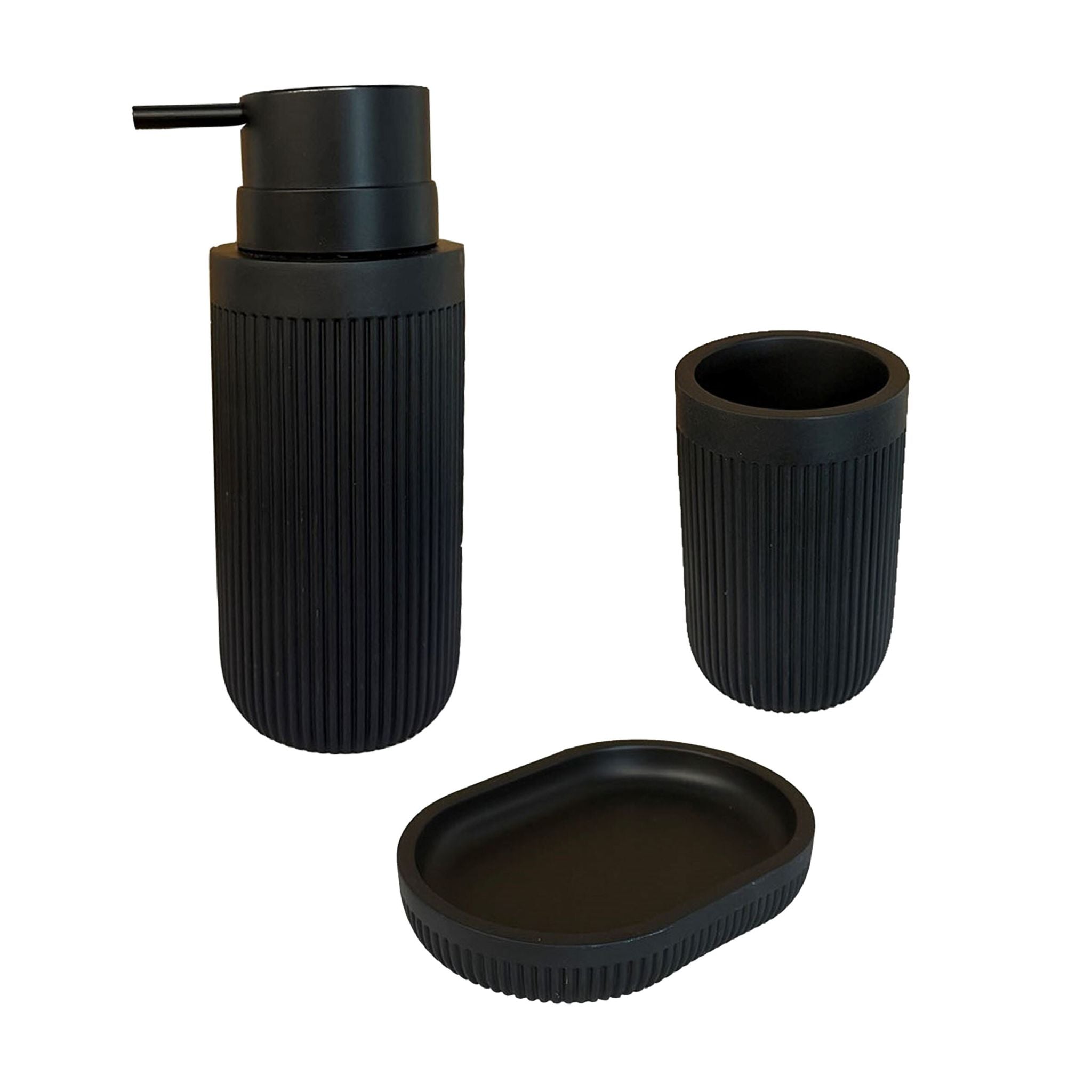 Bad Accessoires 3-teilig Schwarz von Relaxdays